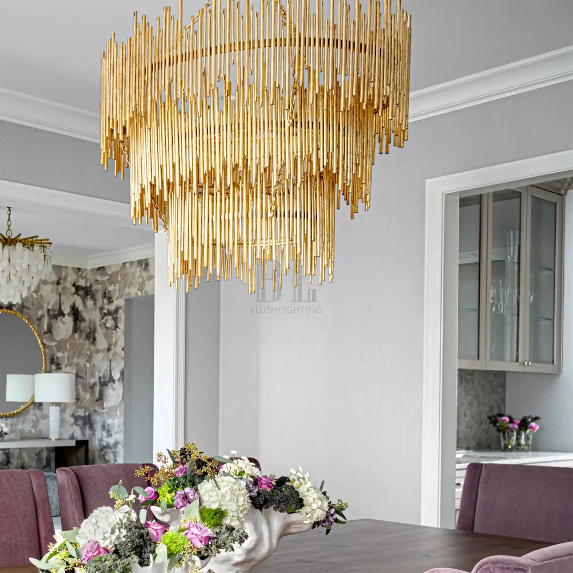 Althely 12 Lights 3 - Tier Chandelier 35" W - GoldBlushlighting