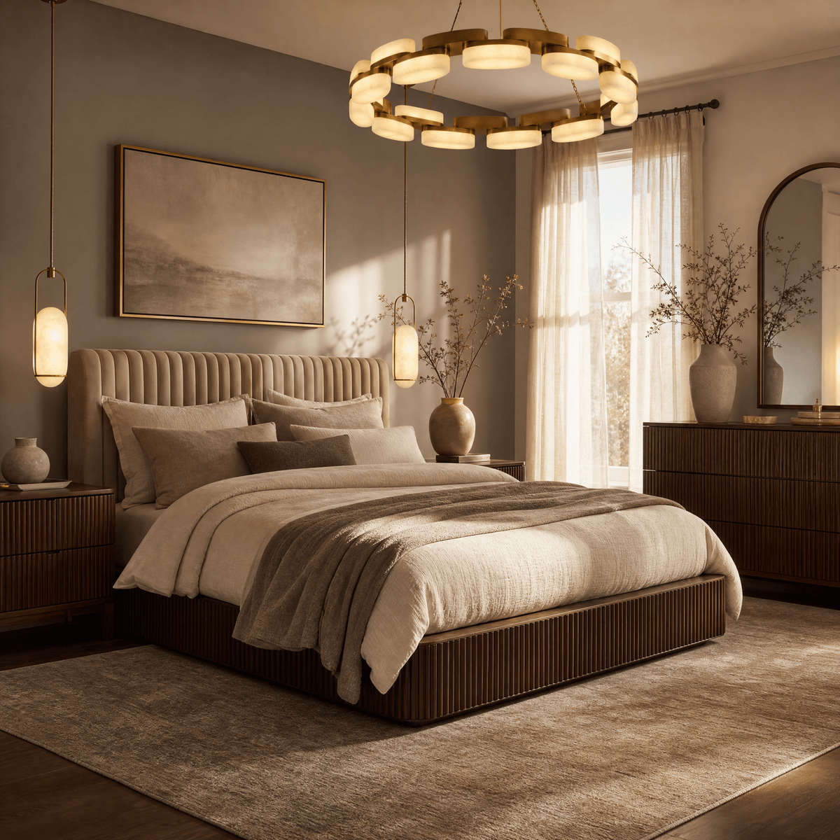 Amara Alabaster Round Ring Chandelier - D600×H100Blushlighting