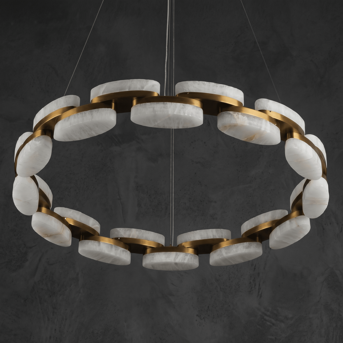 Amara Alabaster Round Ring Chandelier - D600×H100Blushlighting