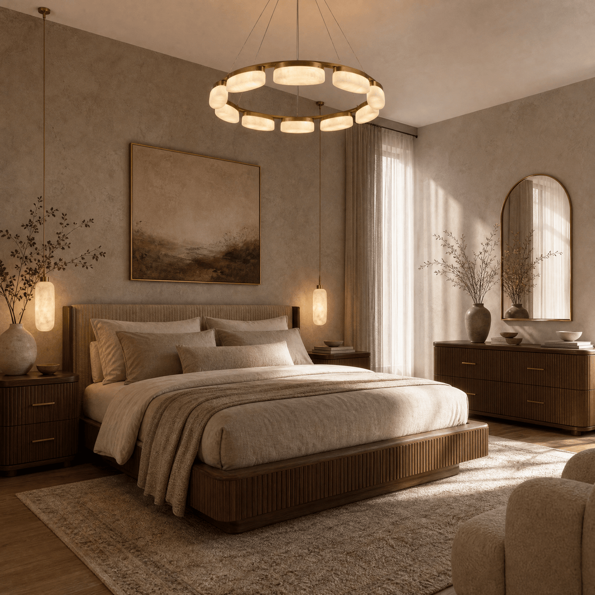 Amara Modern Ring Alabaster Chandelier - Blushlighting