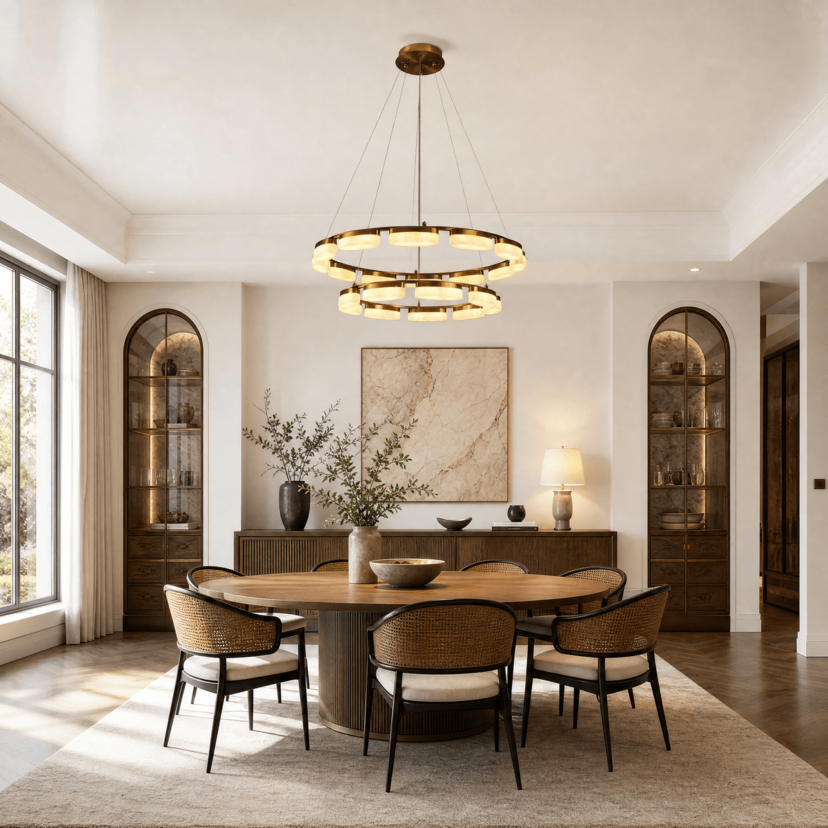 Amara Modern Ring Alabaster Chandelier - Blushlighting
