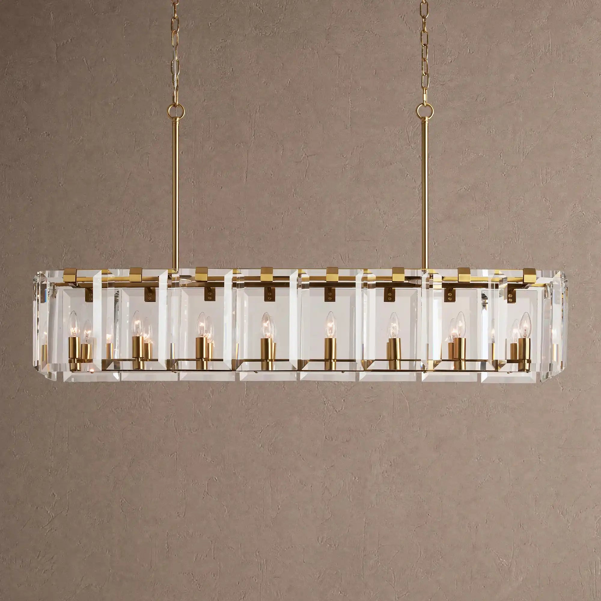 Amaya Rectangular Chandelier 12/16 Light - 16-LightBrassBlushlighting