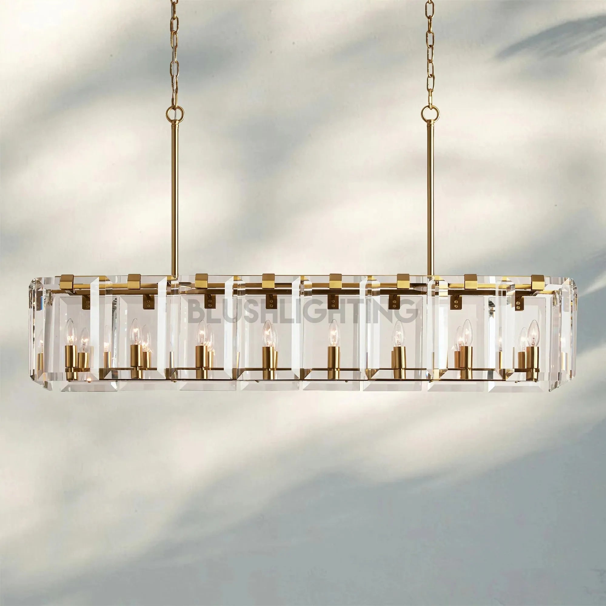 Amaya Rectangular Chandelier 12/16 Light - 16 - LightBrassBlushlighting