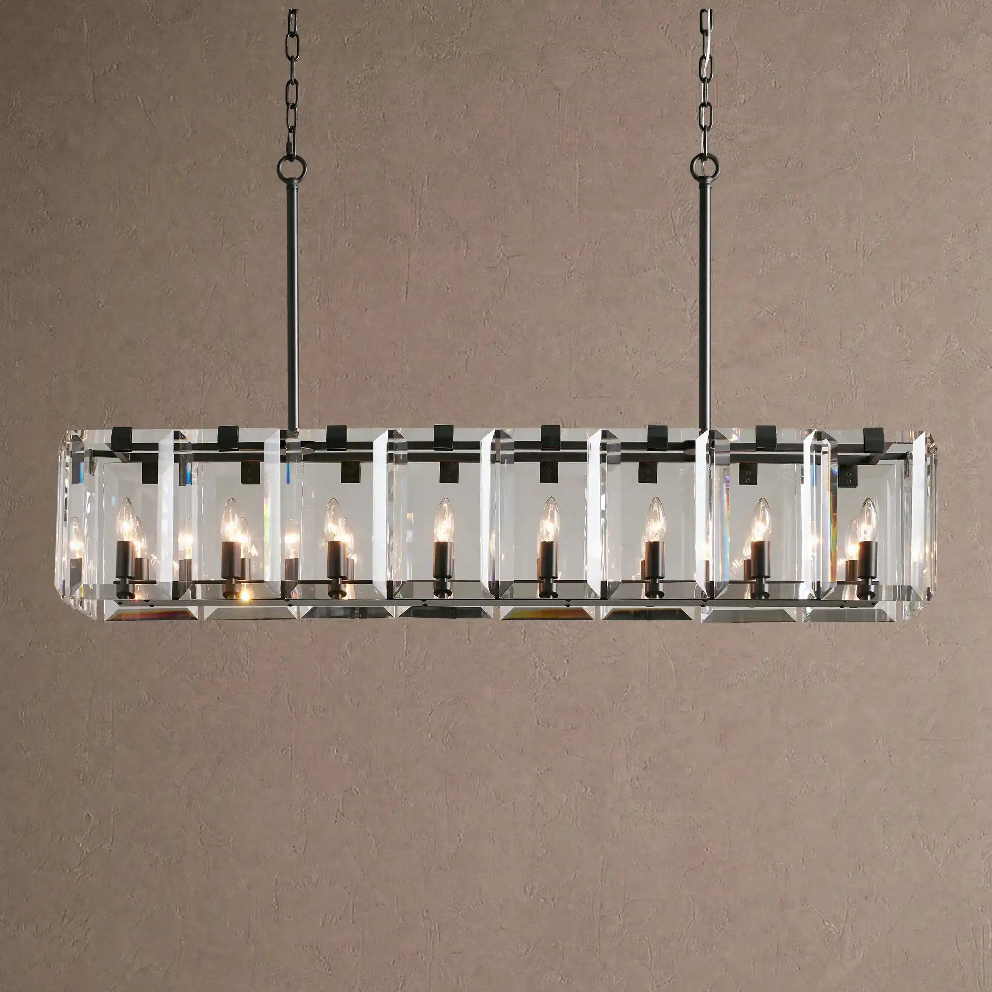 Amaya Rectangular Chandelier 12/16 Light - 16-LightBlackBlushlighting