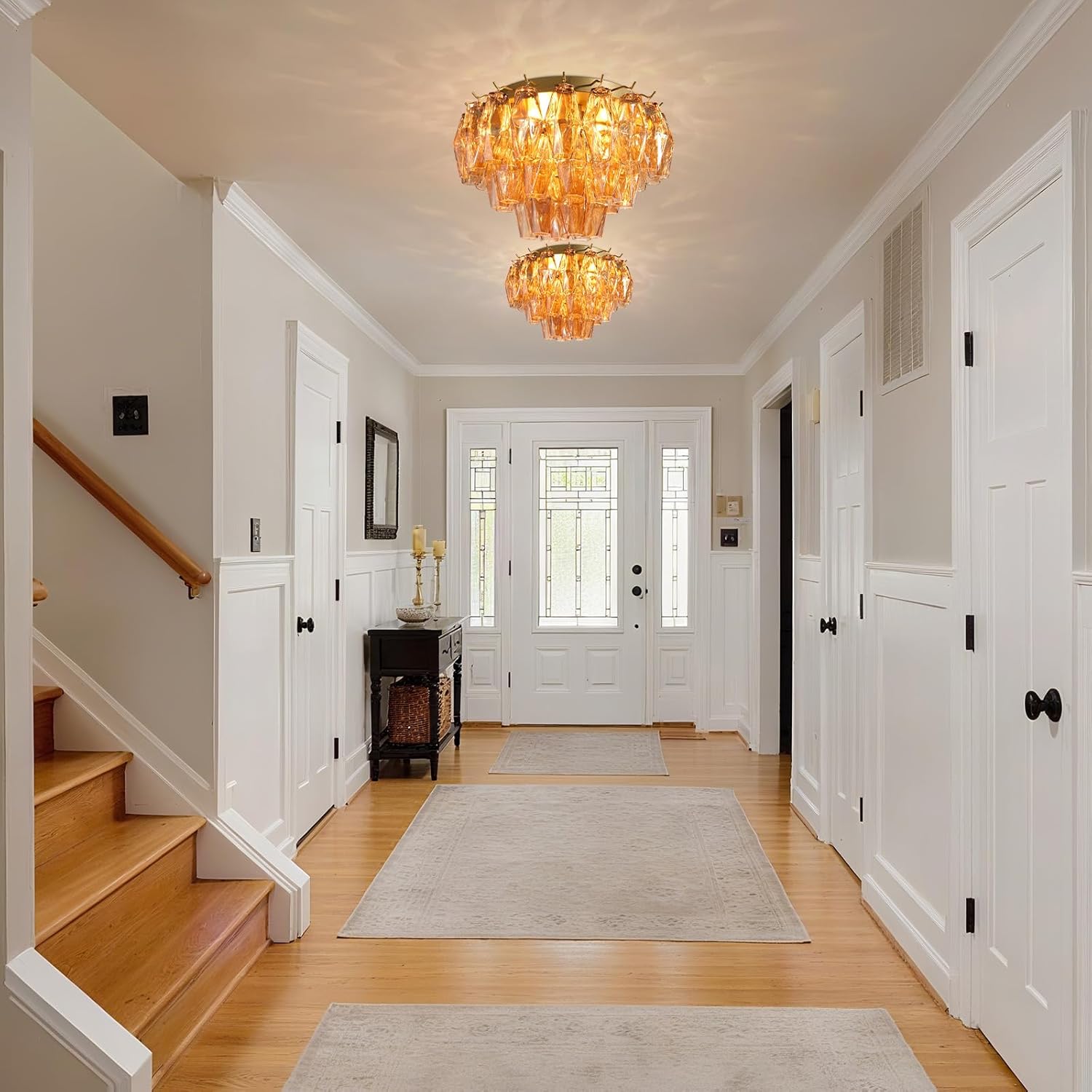 Amber 17" Modern Crystal Glass Chandelier for Elegant Ceiling Lighting