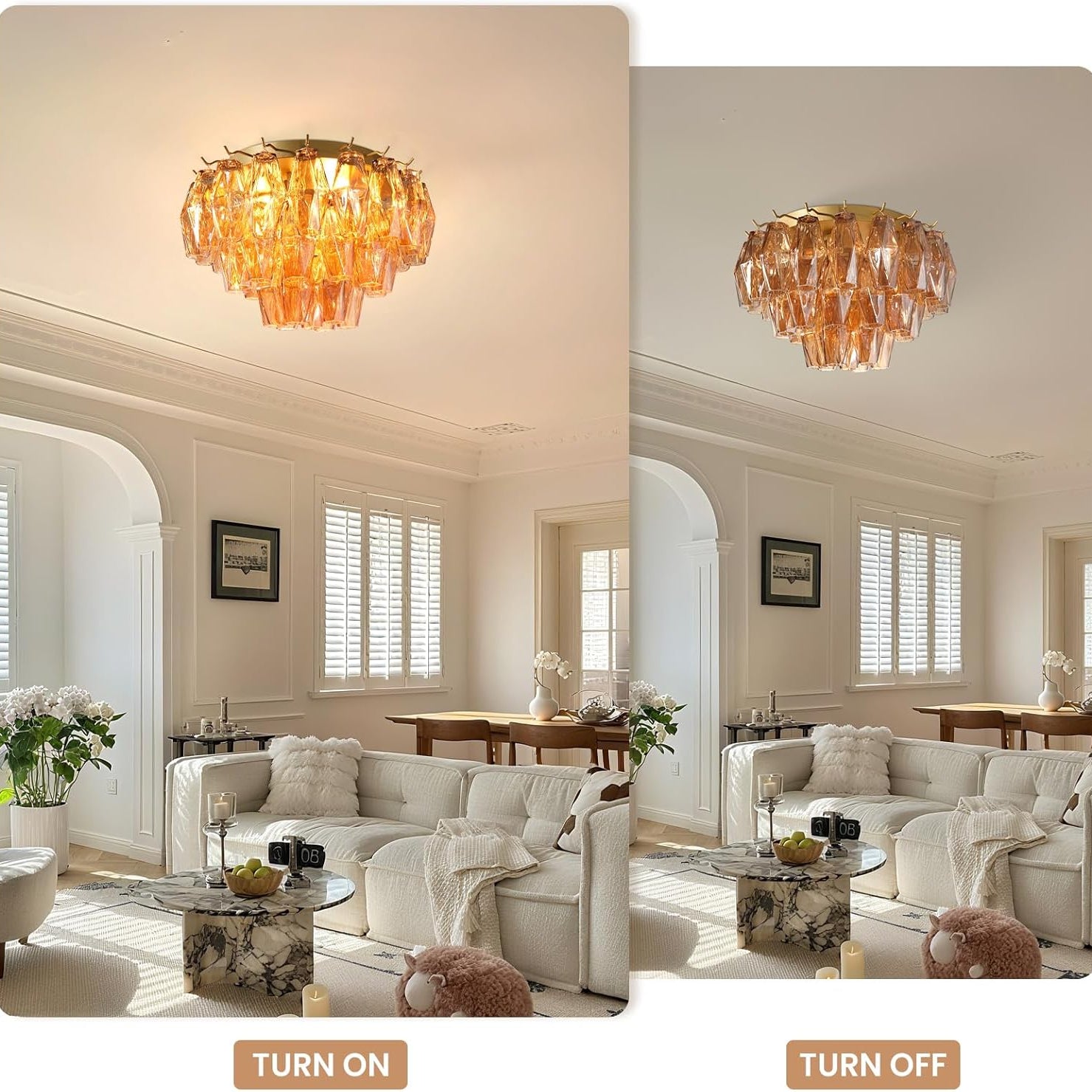 Amber 17" Modern Crystal Glass Chandelier for Elegant Ceiling Lighting