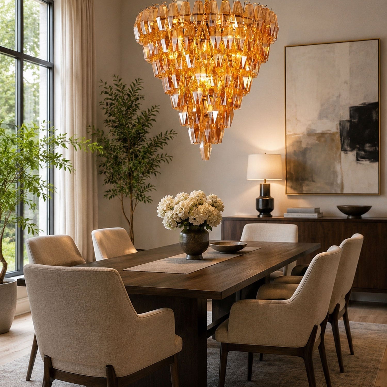 Amber Empire Chandelier - ∅ 39.4″ x H 39.4″Gold & AmberBlushlighting