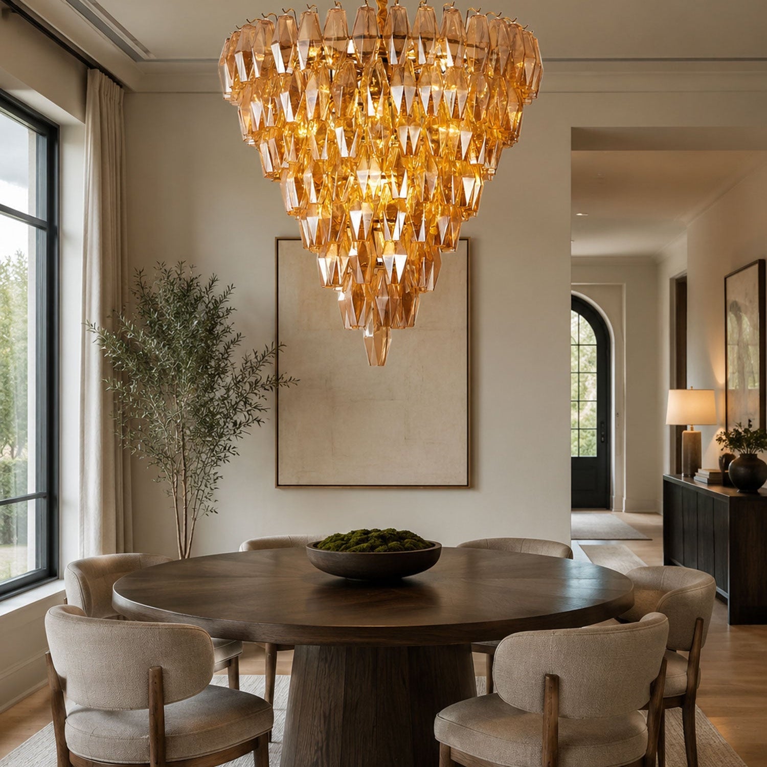 Amber Empire Chandelier - ∅ 39.4″ x H 39.4″Gold & AmberBlushlighting