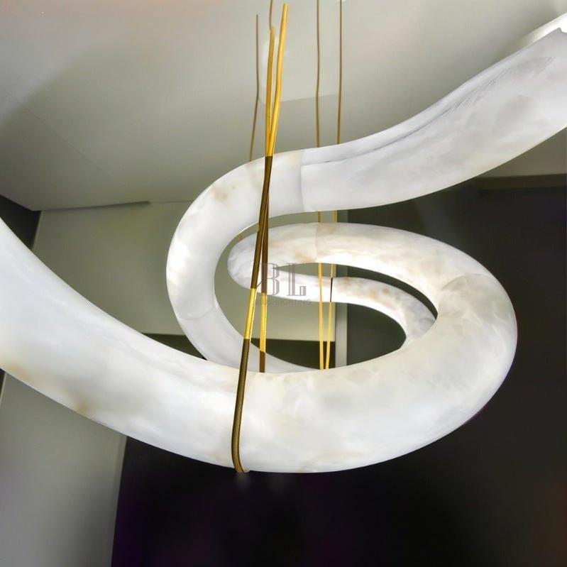 Ametris Alabaster Chandelier Light - L30.7"(79cm) x W21.6"(55cm) x H70.5"(178cm)Warm White (3000K)Blushlighting