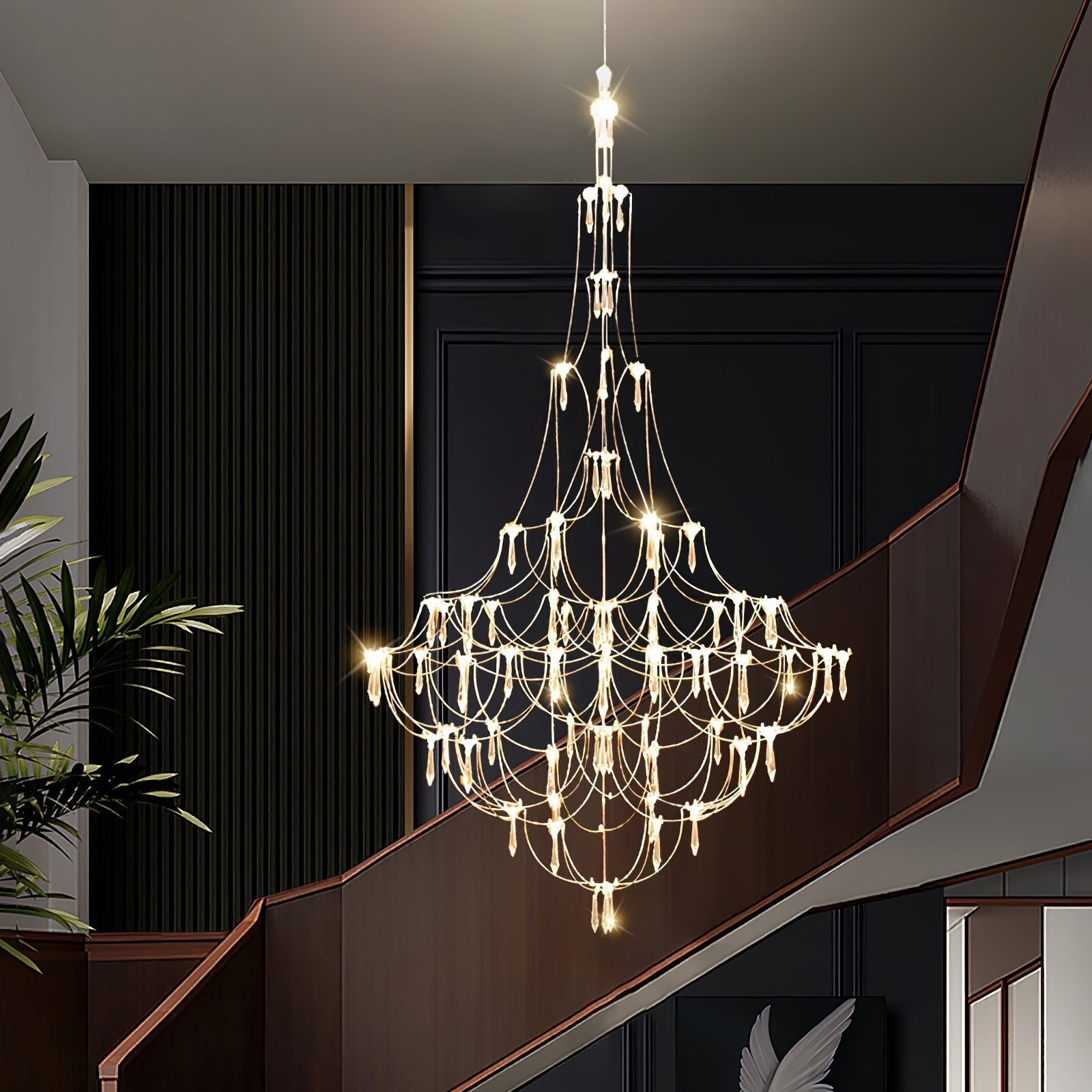 Amos Light Group Chandelier - Φ 31.5″ x H 31.5″ / Dia 80cm x H 80cmChromeWarm LightBlushlighting