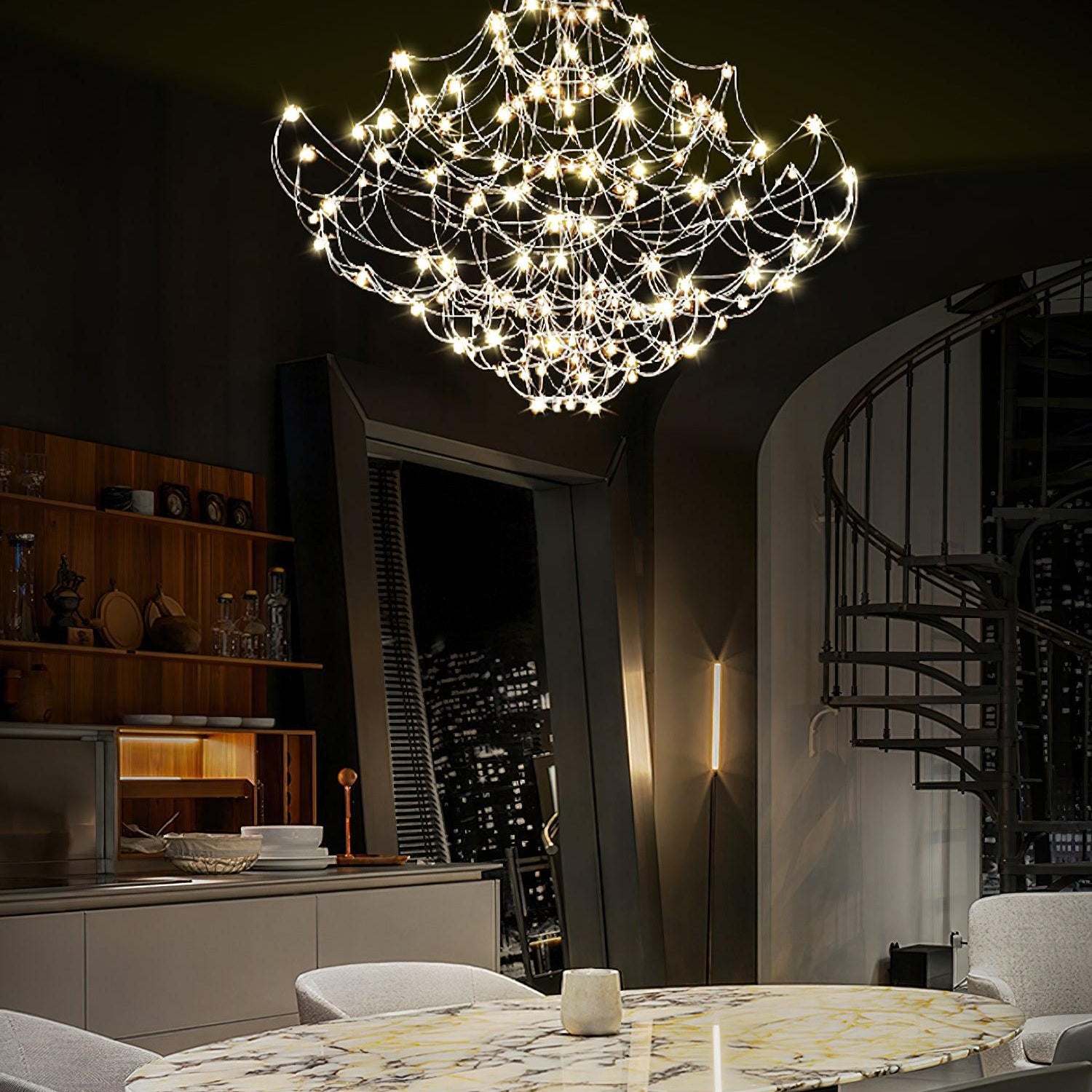 Amos Light Group Chandelier - Φ 31.5″ x H 31.5″ / Dia 80cm x H 80cmChromeWarm LightBlushlighting