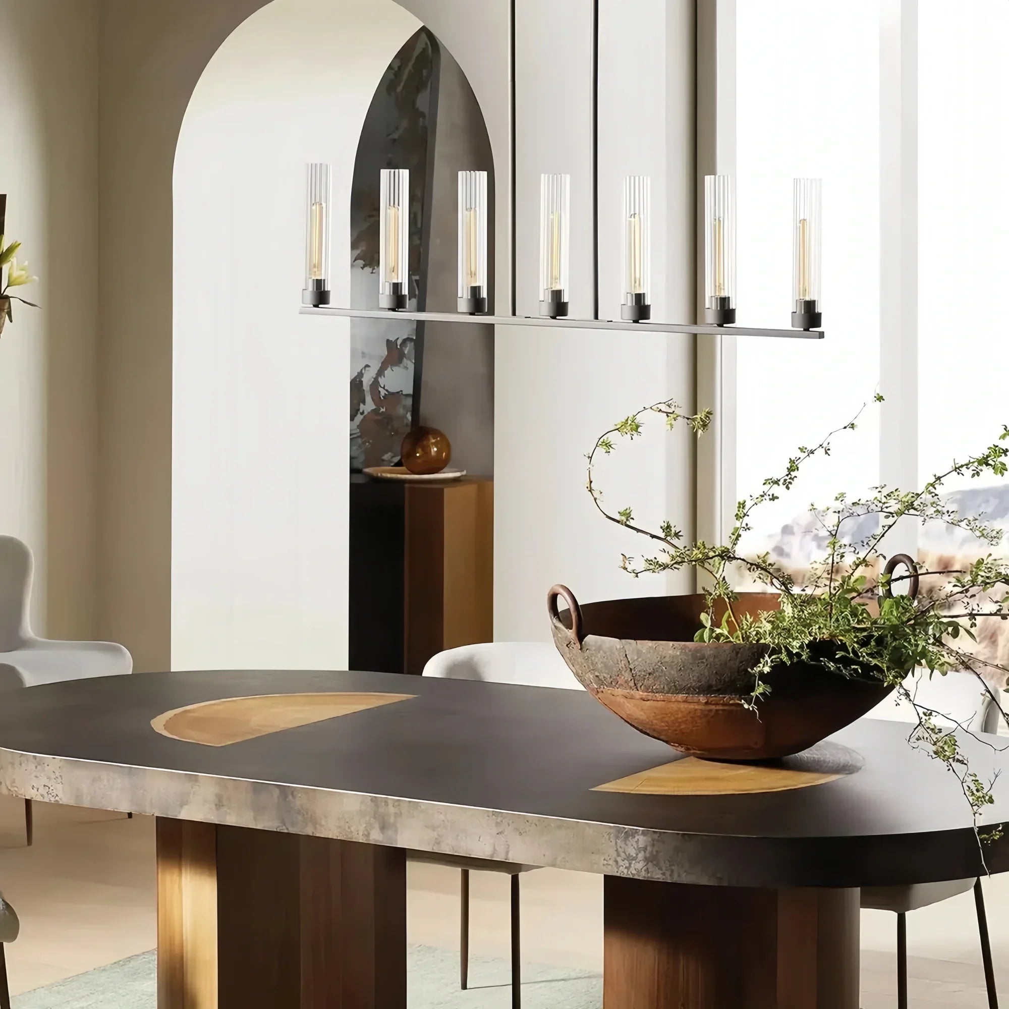 Andreas Linear Chandelier 5/7/8 Light - 8 - LightNickelBlushlighting