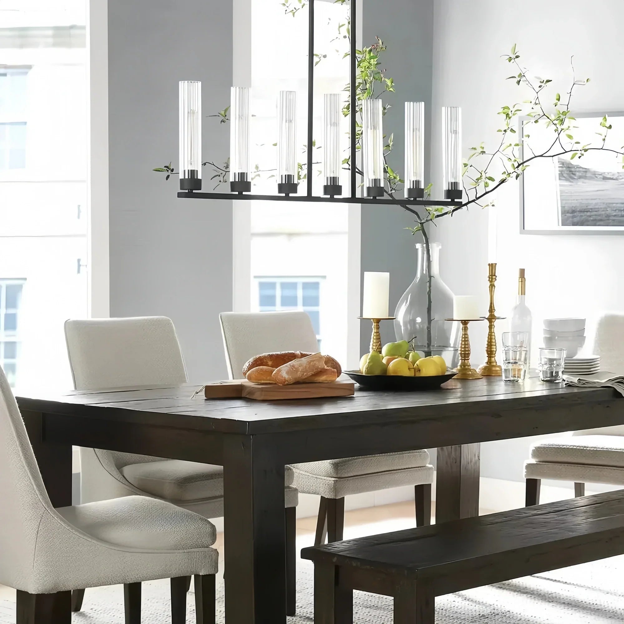Andreas Linear Chandelier 5/7/8 Light - 8 - LightNickelBlushlighting