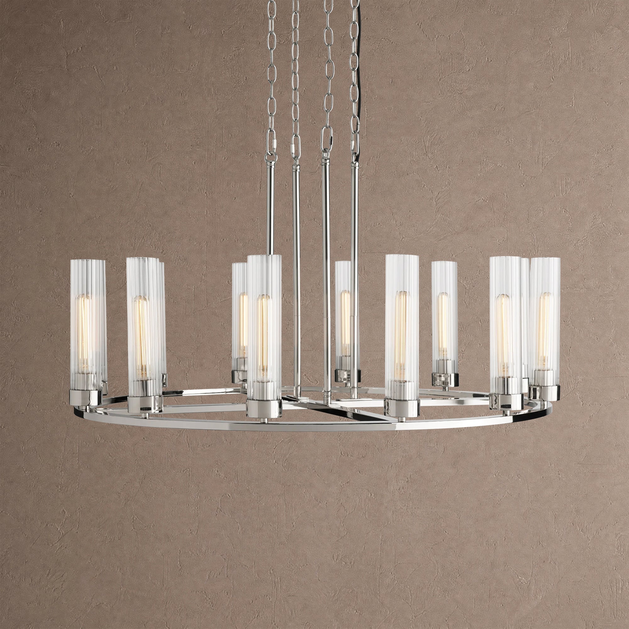 Andreas Round Chandelier 10/12 Light - 40" 12-LightNickelBlushlighting