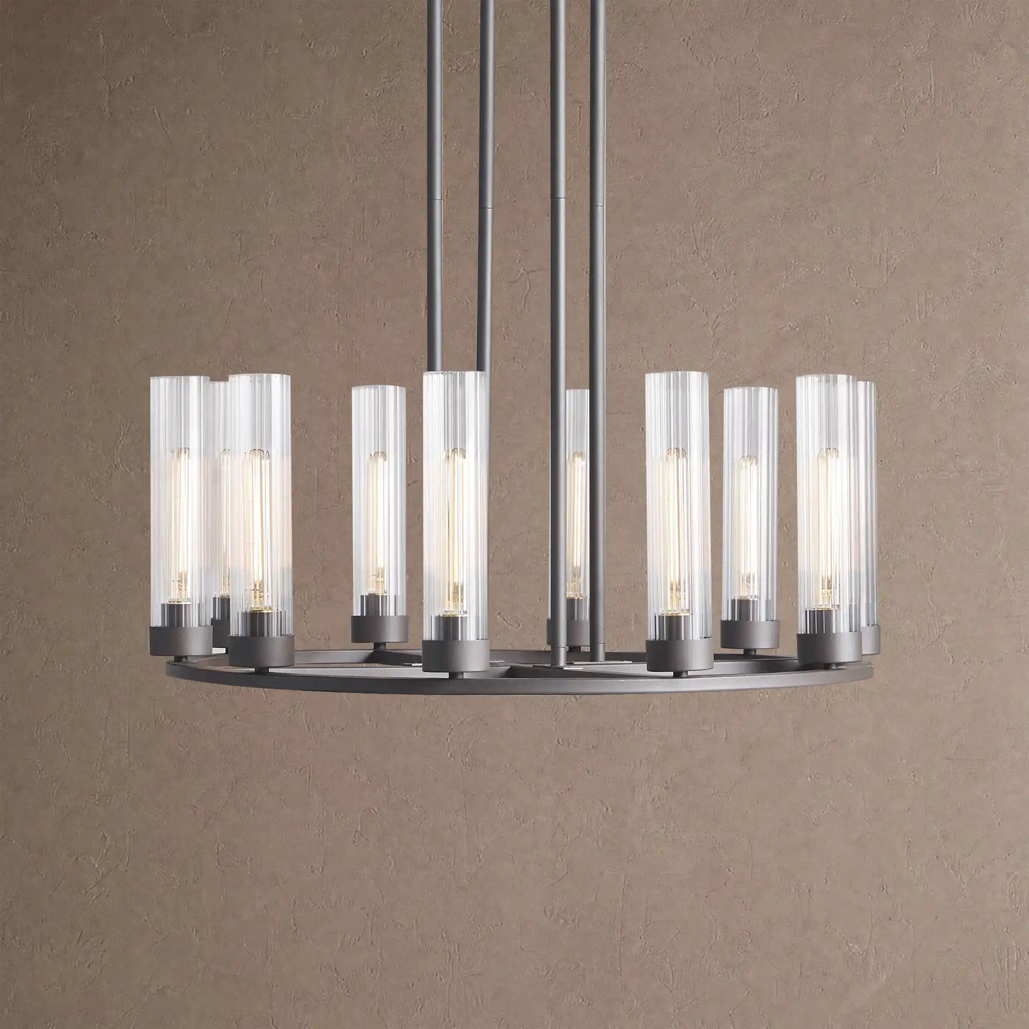 Andreas Round Chandelier 10/12 Light - 30" 10-LightBlackBlushlighting