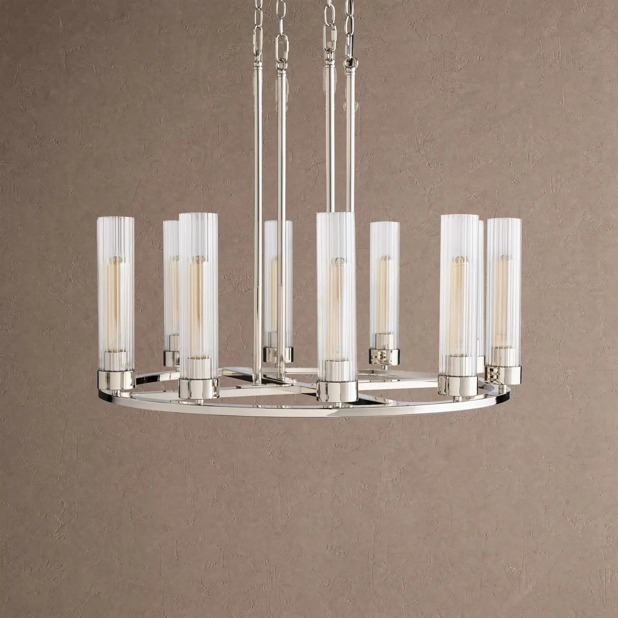 Andreas Round Chandelier 10/12 Light - 30" 10-LightNickelBlushlighting
