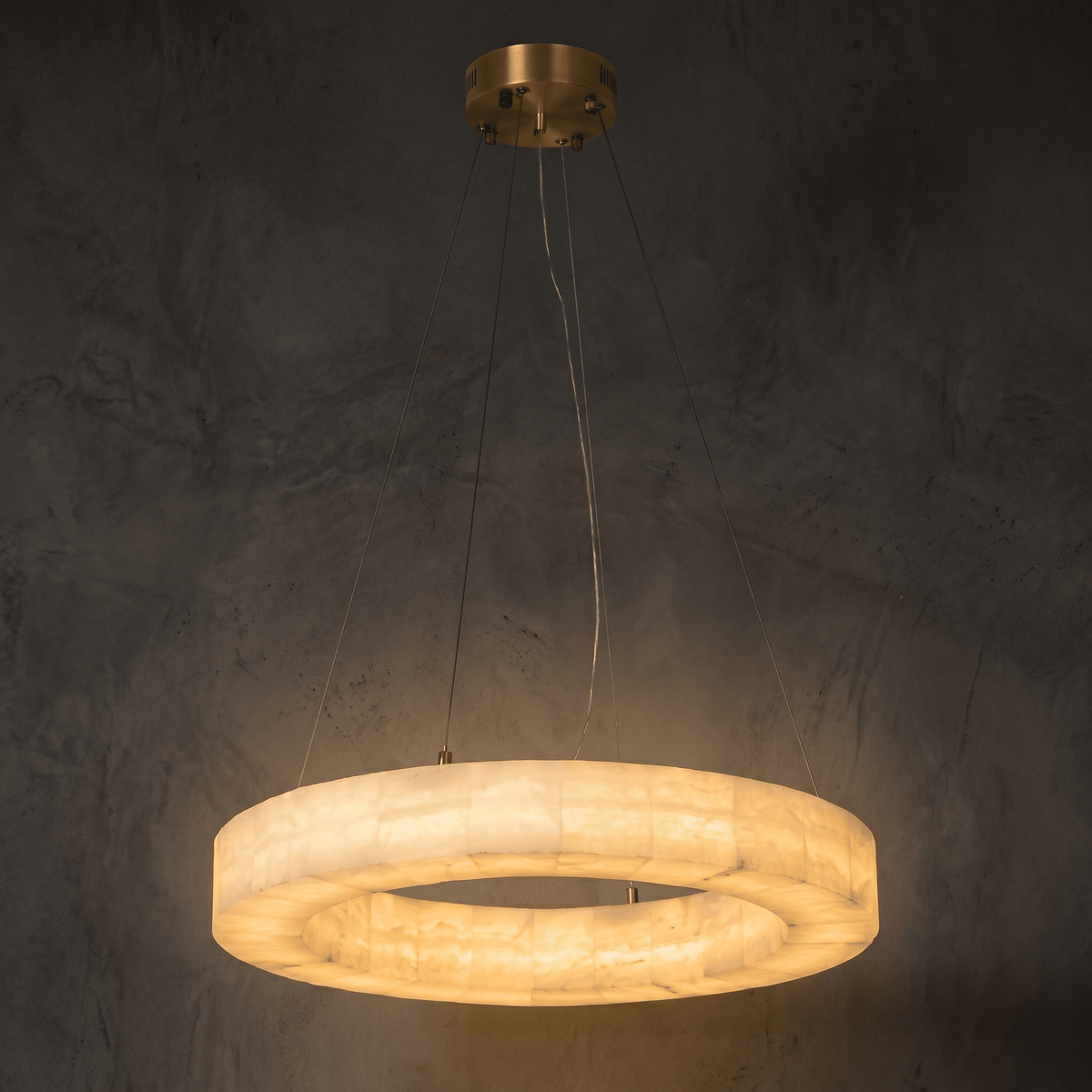 Anello Modern Round Alabaster Chandelier - D500Blushlighting