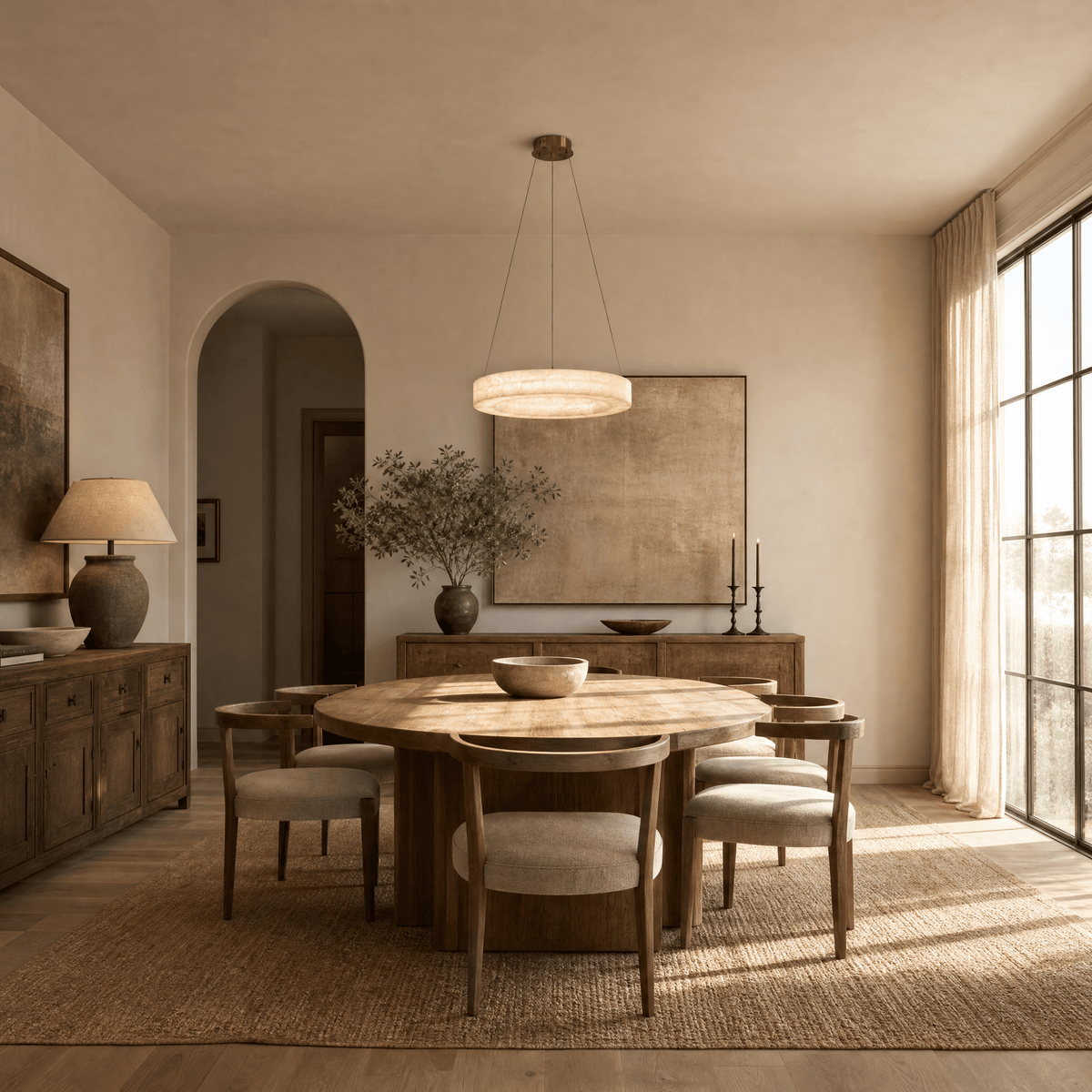 Anello Modern Round Alabaster Chandelier - D500Blushlighting