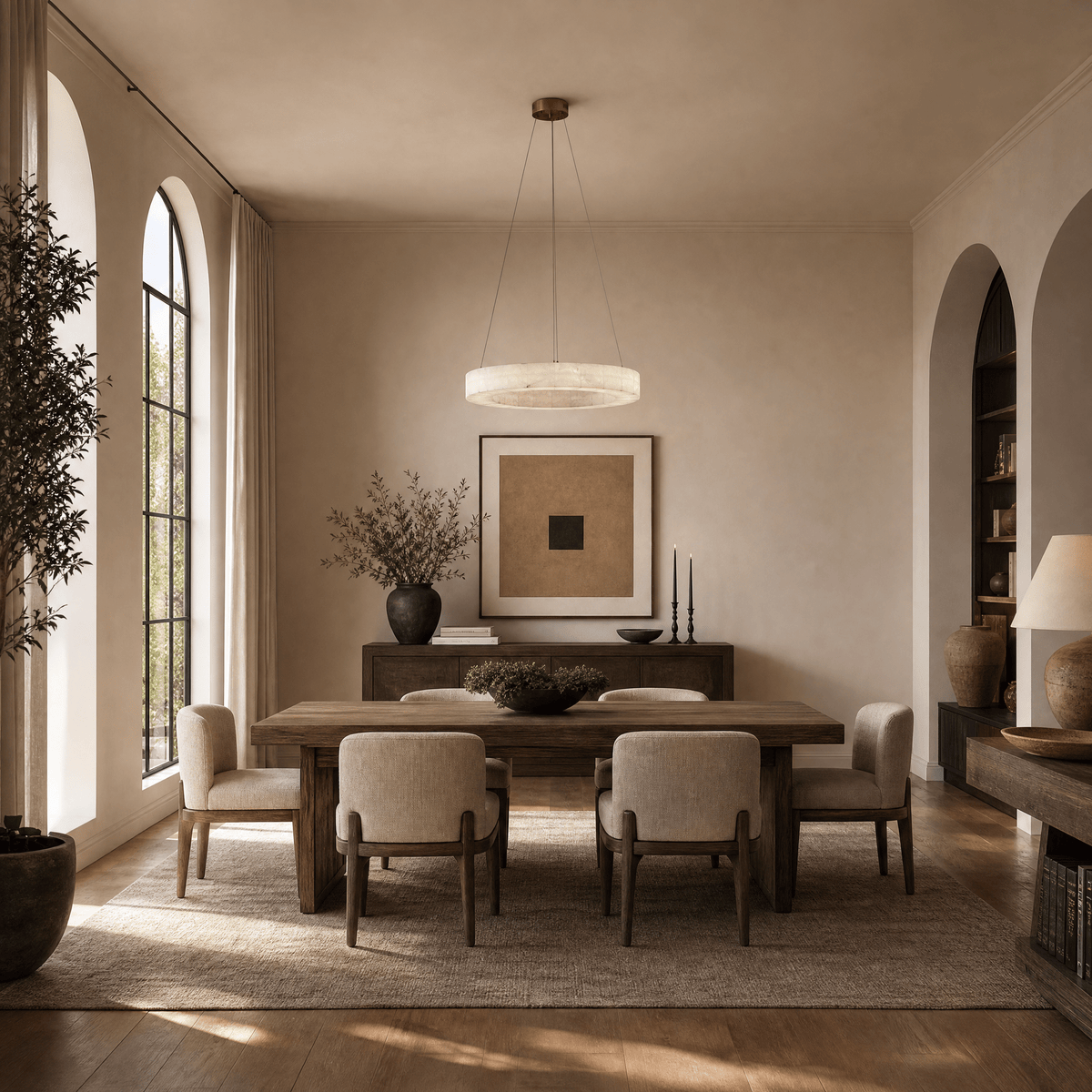 Anello Modern Round Alabaster Chandelier - D500Blushlighting