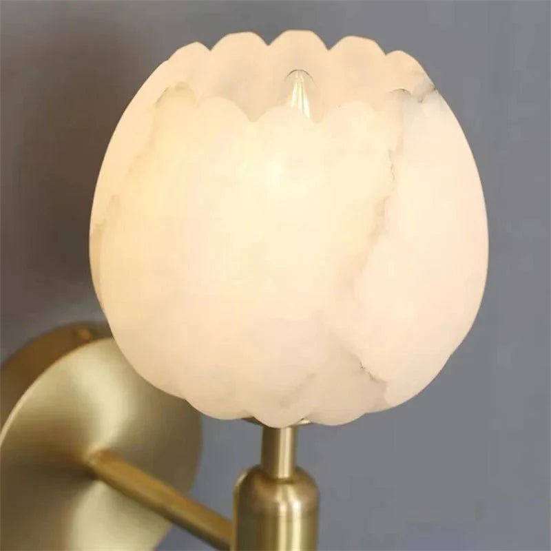 Antonia Modern Alabaster Globe Wall Sconce For Bedroom - Blushlighting