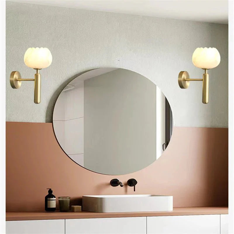Antonia Modern Alabaster Globe Wall Sconce For Bedroom - Blushlighting