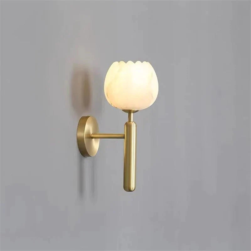 Antonia Modern Alabaster Globe Wall Sconce For Bedroom - Blushlighting