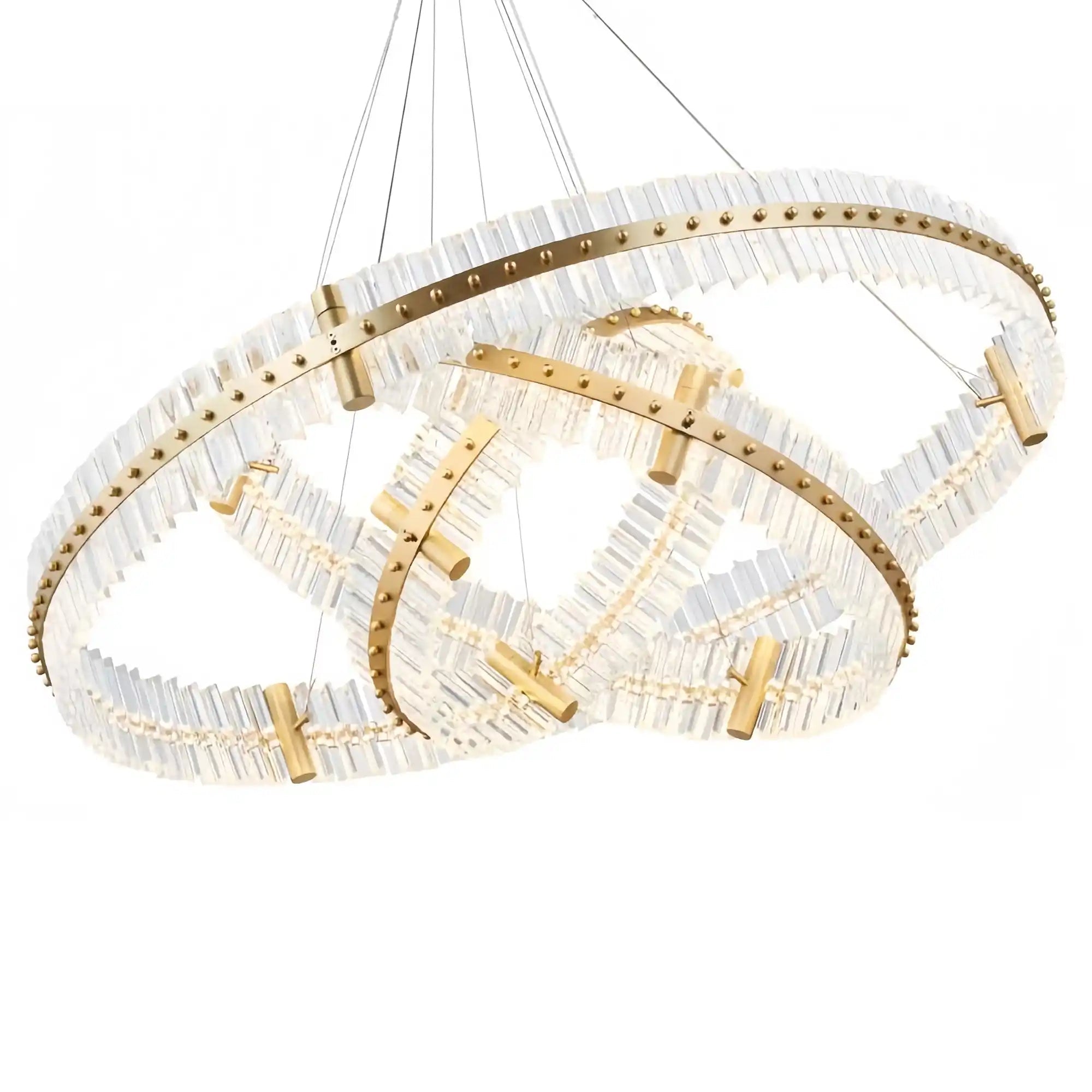 Aquinox 3 - Tier Round Crystal Ring LED Chandelier - 28" DiameterPolished NickelBlushlighting