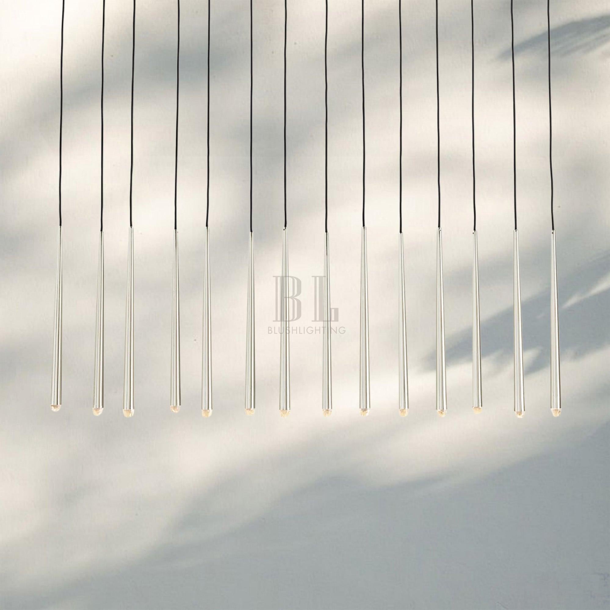 Aquitain Modern Linear Chandelier 60", 72"-60"-Polished Nickel-