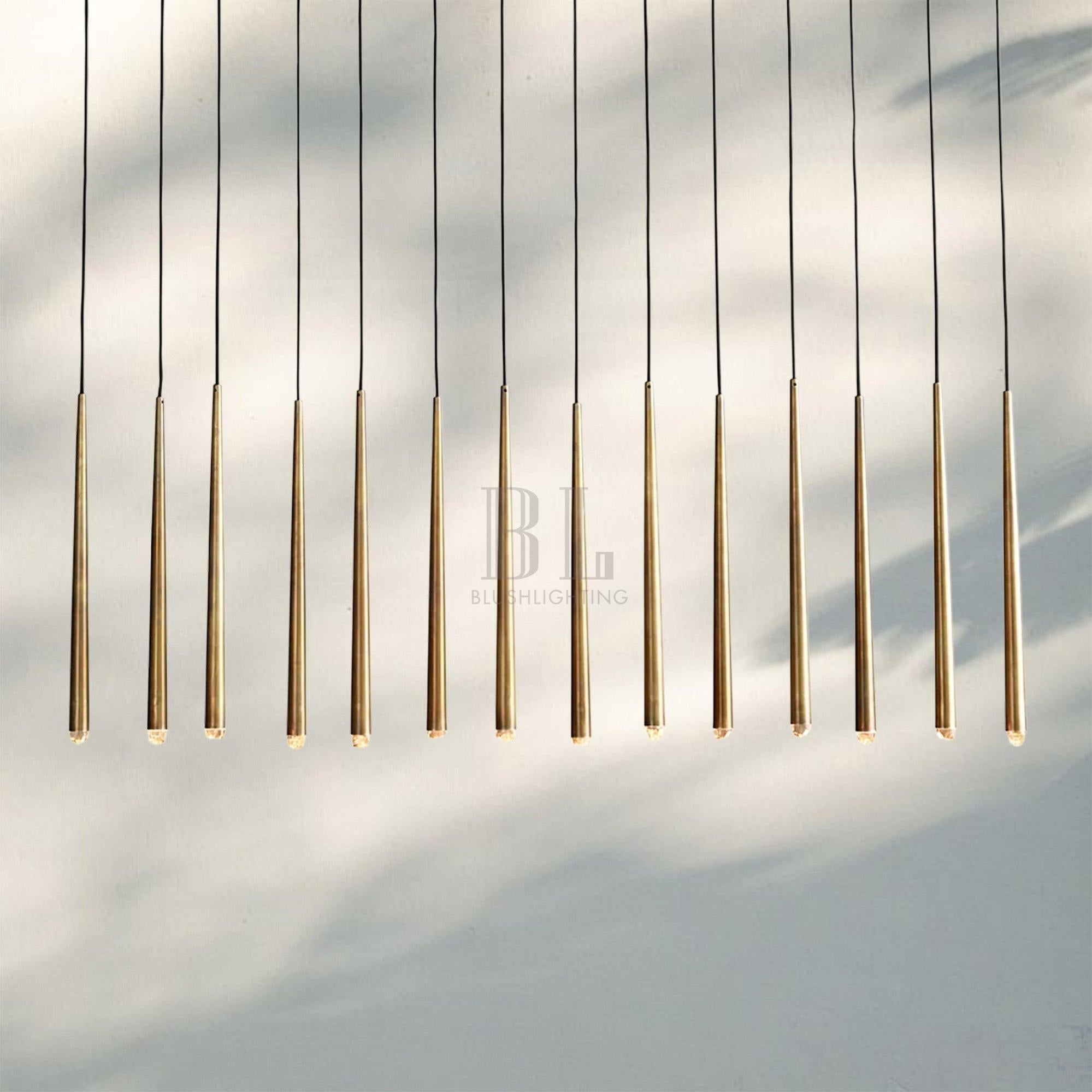 Aquitain Modern Linear Chandelier 60", 72"-60"-Lacquered Burnished Brass-