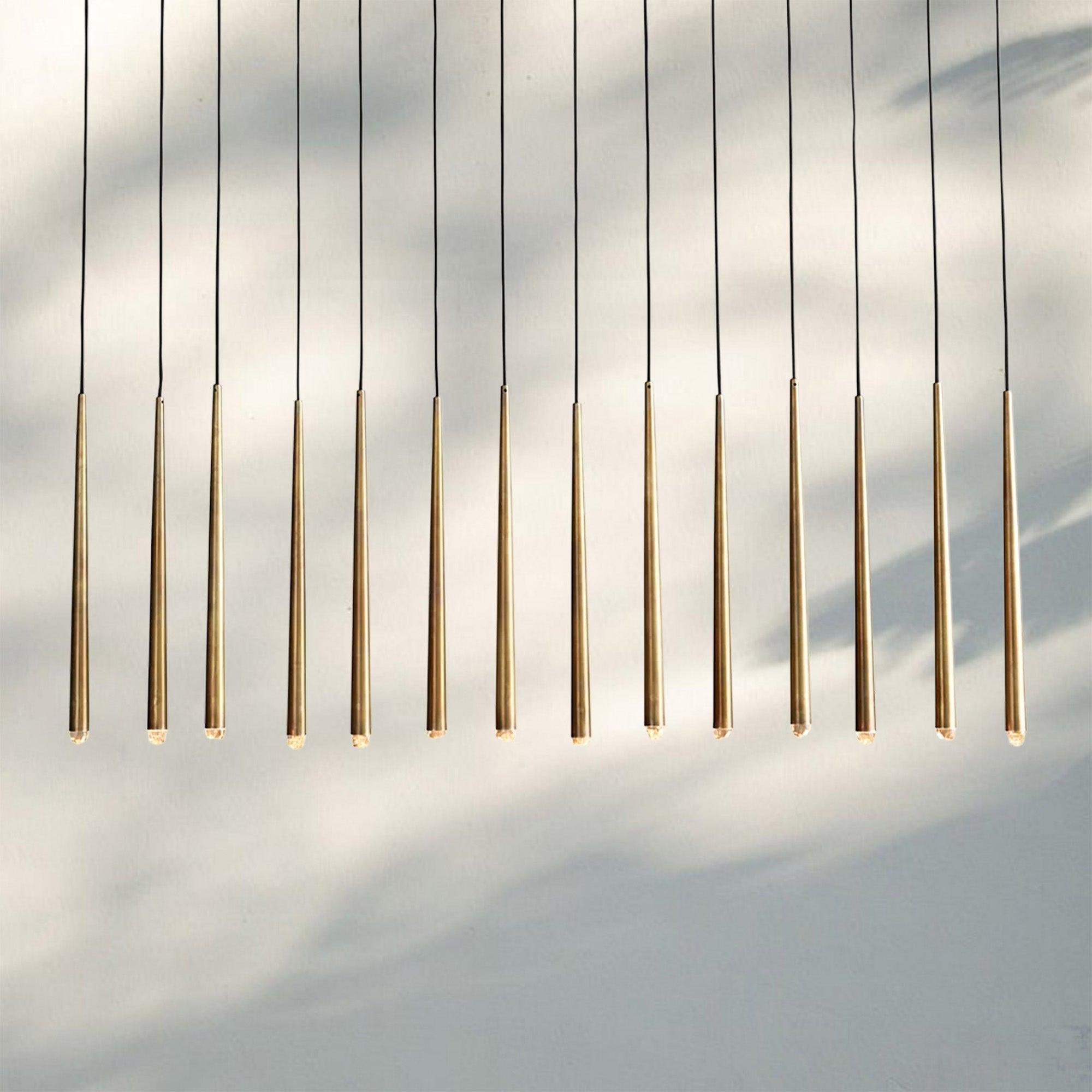 Aquitain Modern Linear Chandelier 60", 72"-60"-Lacquered Burnished Brass-