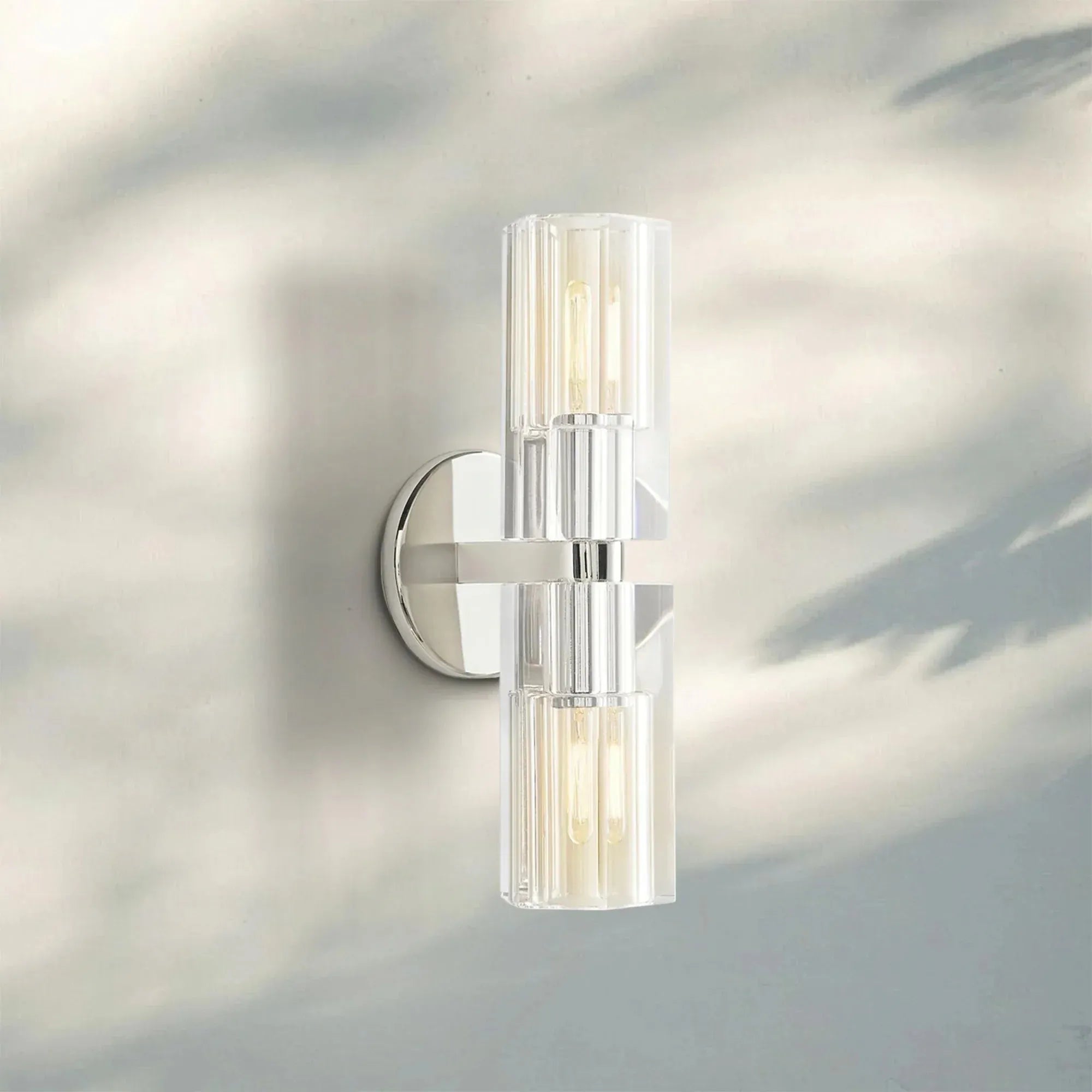 Arcachan Crystal 2 Lights Wall Sconce-Polished Nickel-