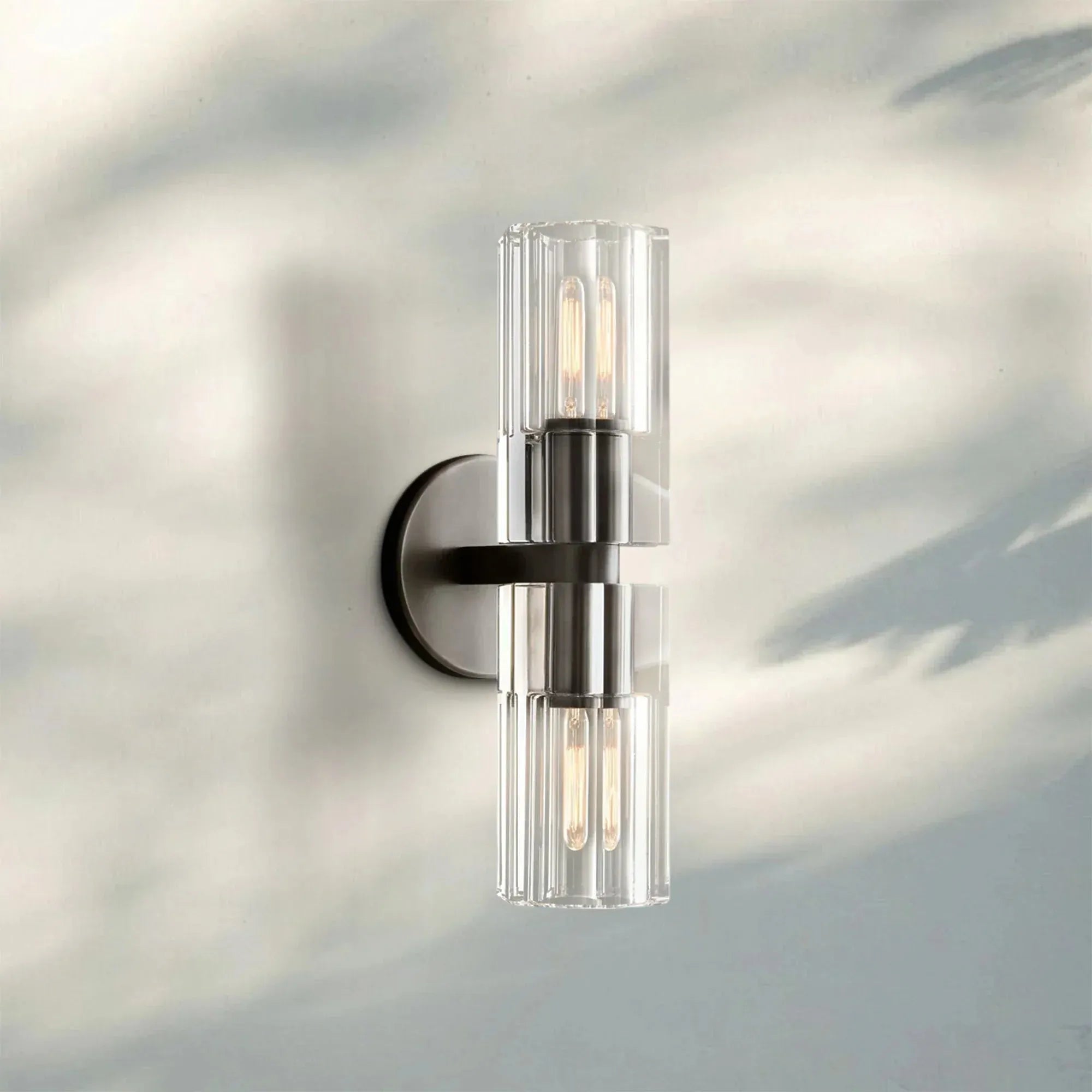 Arcachan Crystal 2 Lights Wall Sconce-Matte Black-