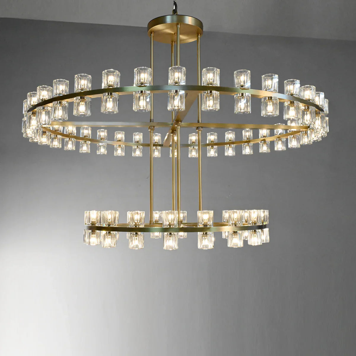Arcachan Crystal 2-Tier Round Chandelier 60"-Blushlighting