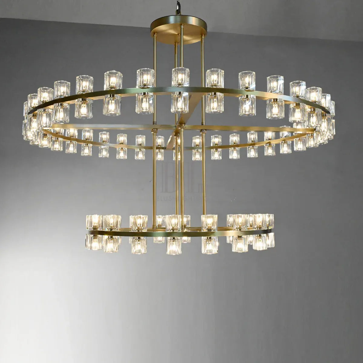 Arcachan Crystal 2-Tier Round Chandelier 60"-Blushlighting