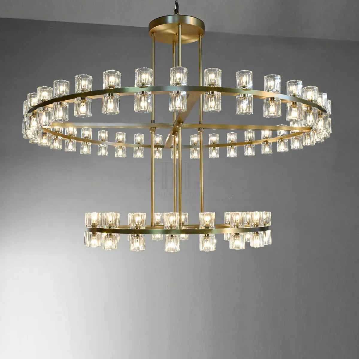 Arcachan Crystal 2-Tier Round Chandelier 60"-Blushlighting