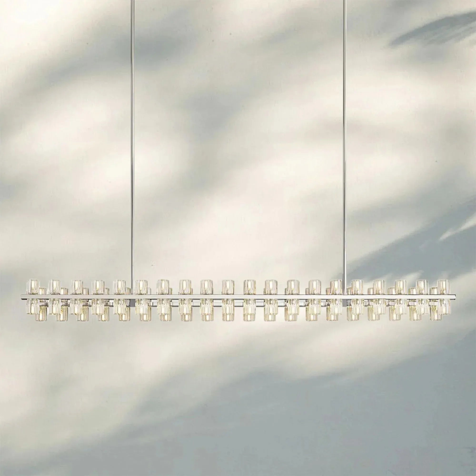 Arcachan Crystal Rectangular Chandelier 54'' 72"-72''-Polished Nickel-