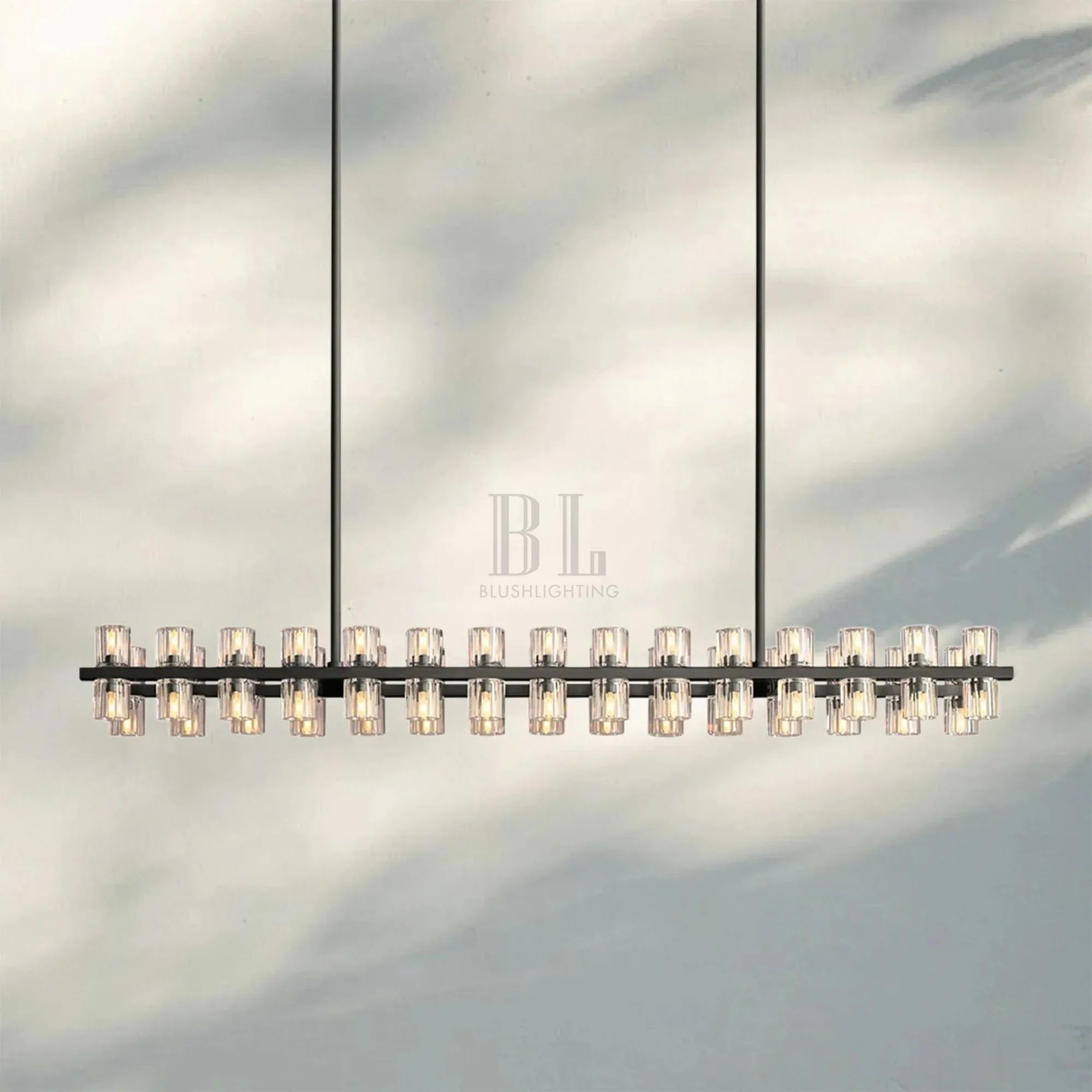 Arcachan Crystal Rectangular Chandelier 54'' 72"-54''-Matte Black-