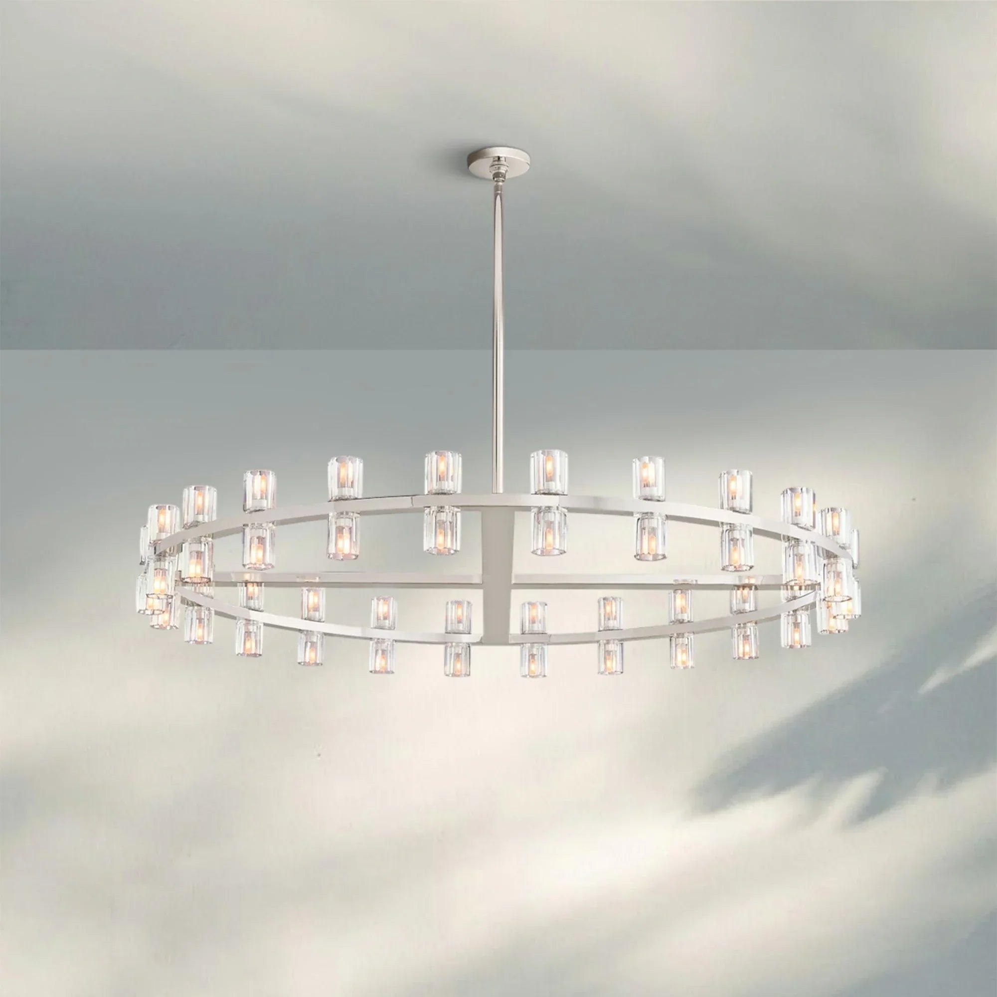 Arcachan Round Chandelier 36" 48" 60"-48''-Nickel-