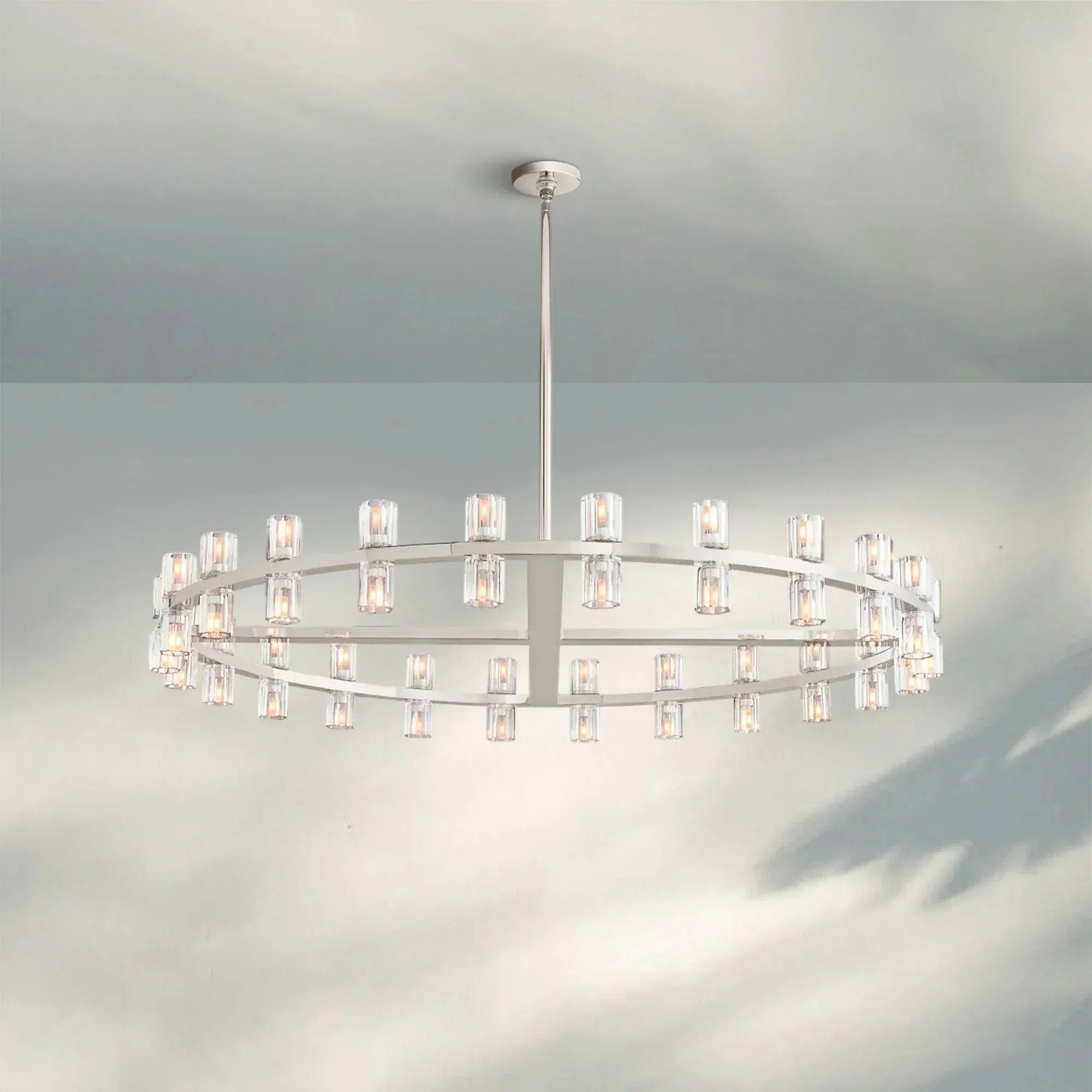 Arcachan Round Chandelier 36" 48" 60"-48''-Nickel-