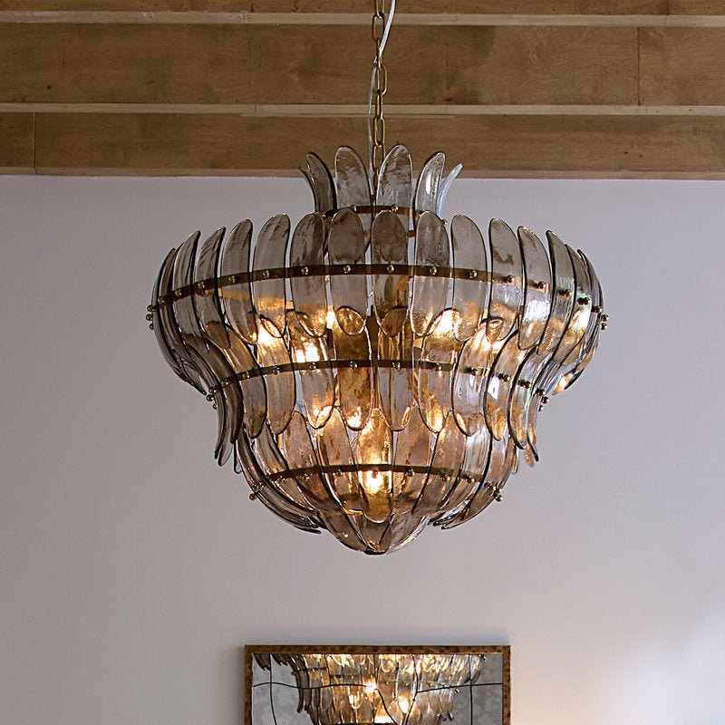 Arcade 10 - Light Blown Glass Chandelier - BrownBlushlighting
