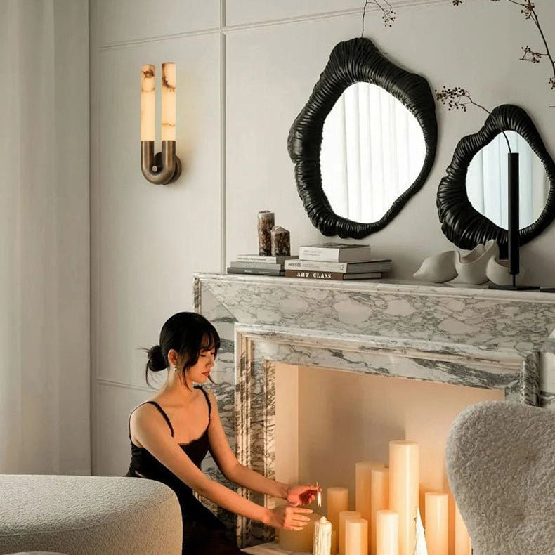 Arch Alabaster Sconce - ∅ 5.5″ x H 17.7″Nickel & WhiteBlushlighting