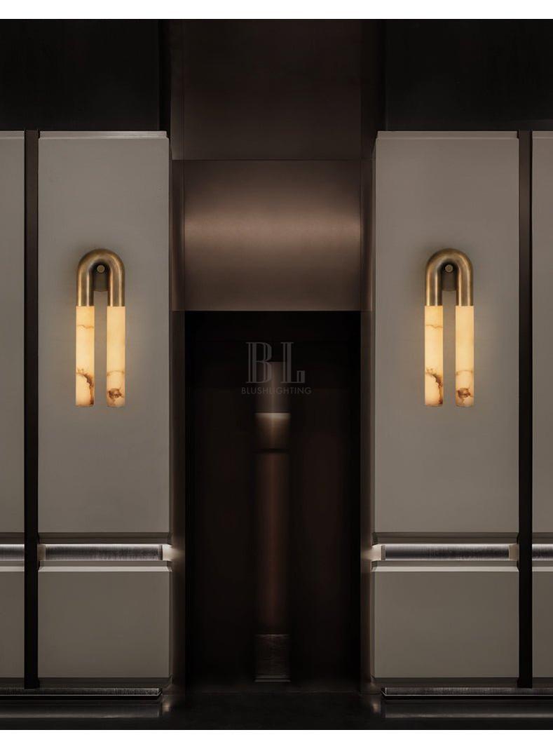 Arch Alabaster Sconce - ∅ 5.5″ x H 17.7″Bronze & WhiteBlushlighting