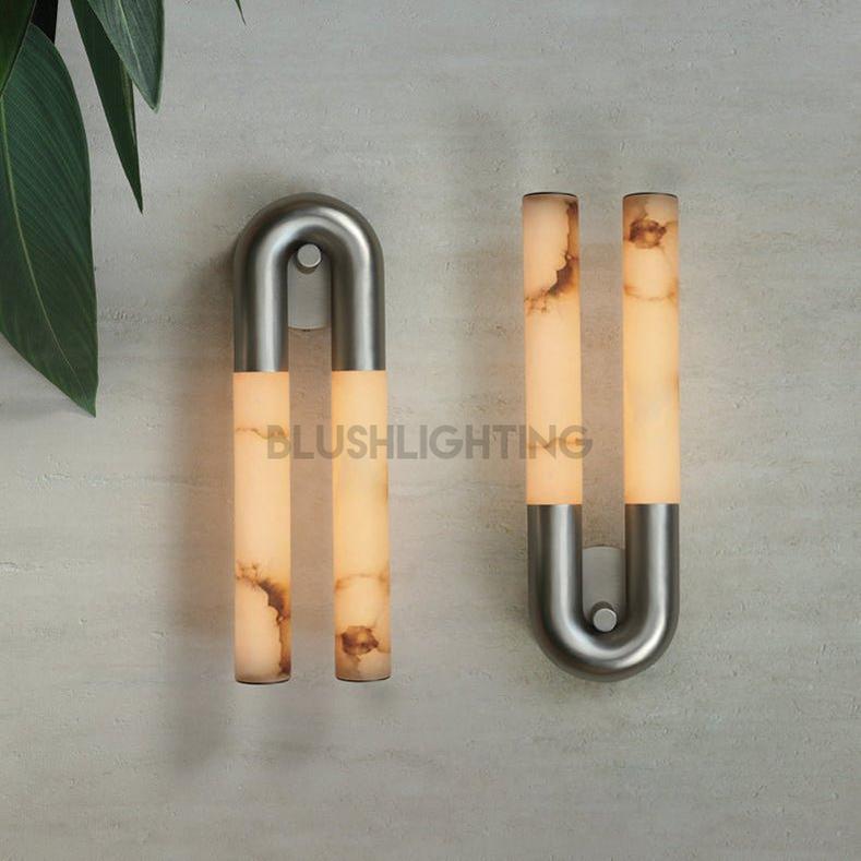 Arch Alabaster Sconce - ∅ 5.5″ x H 17.7″Bronze & WhiteBlushlighting