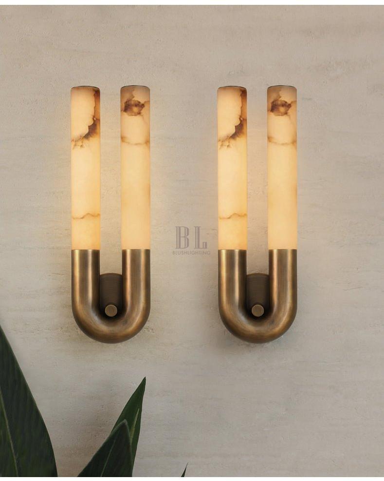 Arch Alabaster Sconce - ∅ 5.5″ x H 17.7″Bronze & WhiteBlushlighting