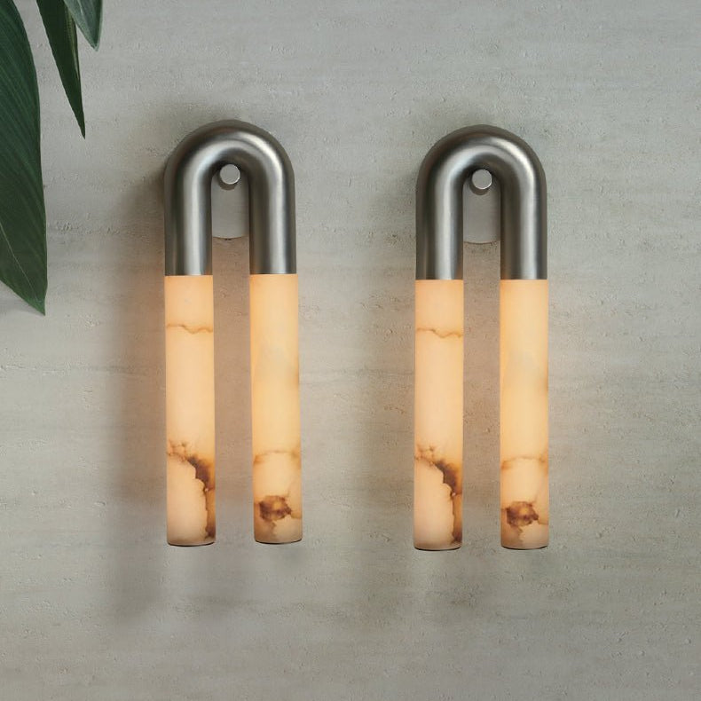 Arch Alabaster Sconce - ∅ 5.5″ x H 17.7″Bronze & WhiteBlushlighting