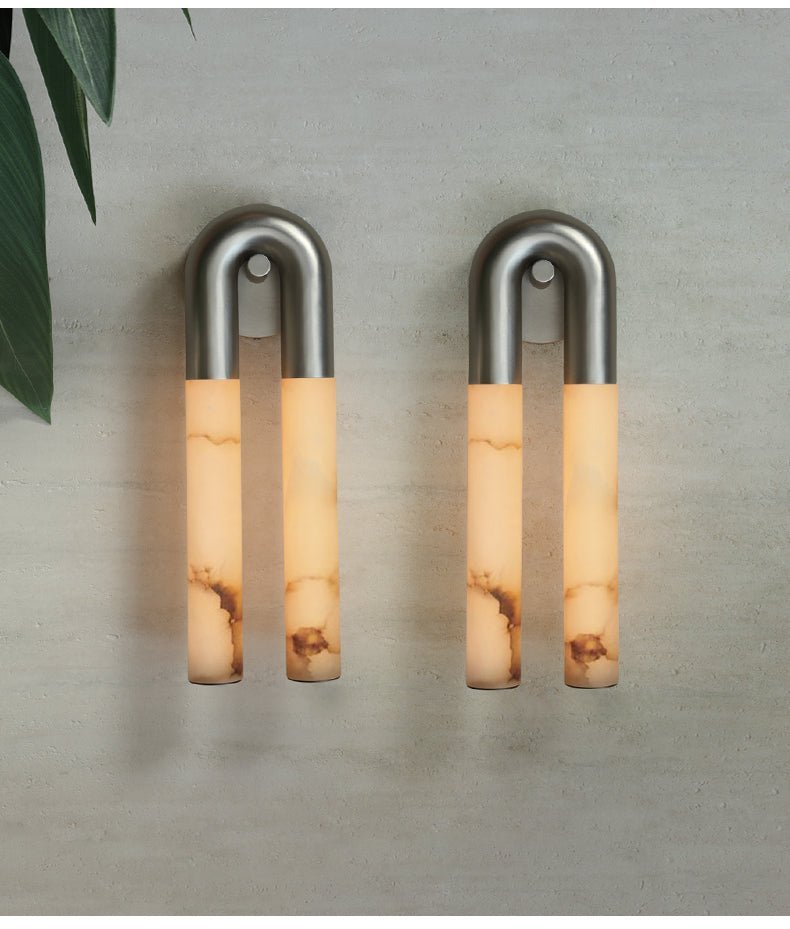 Arch Alabaster Sconce - ∅ 5.5″ x H 17.7″Bronze & WhiteBlushlighting