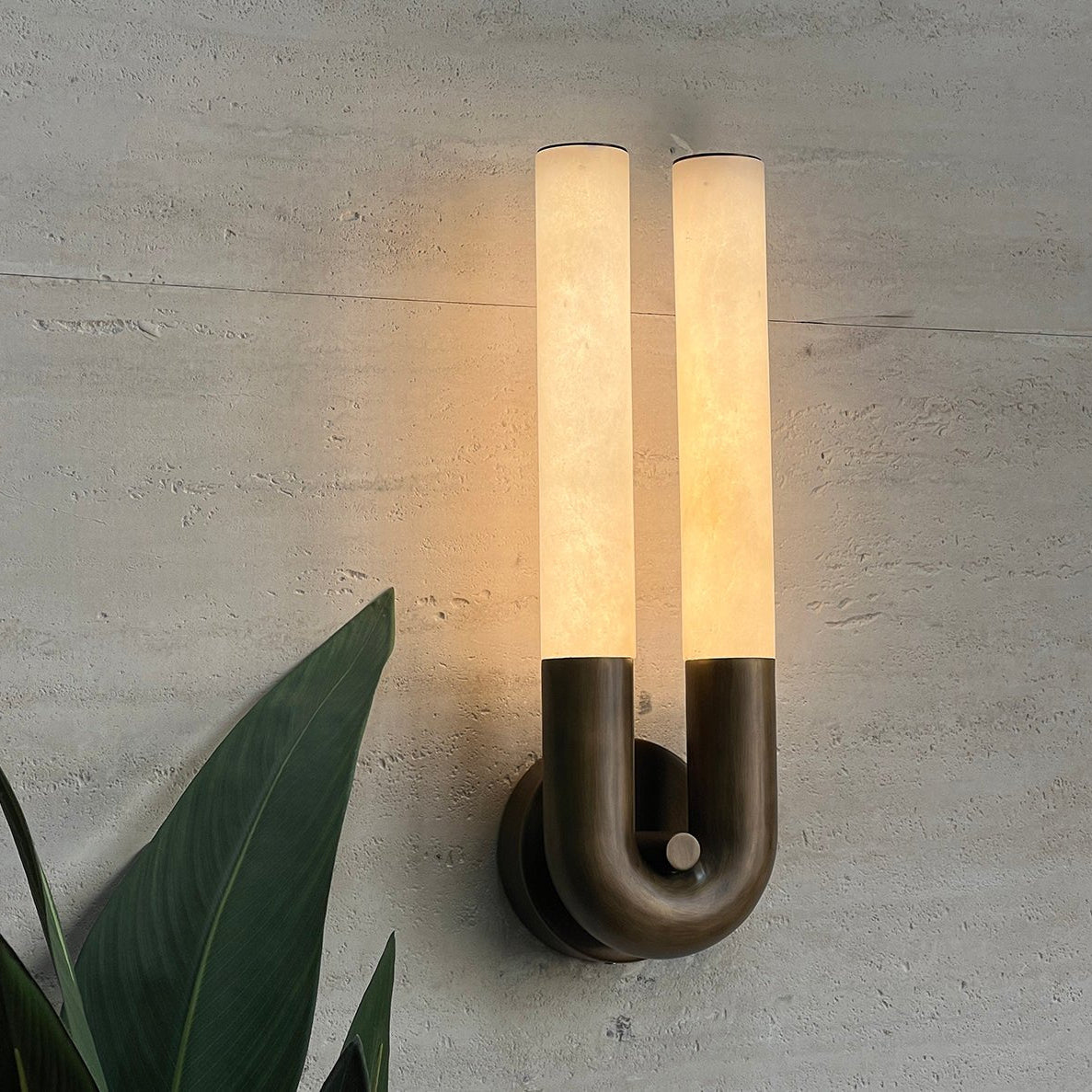 Arch Alabaster Sconce - ∅ 5.5″ x H 17.7″Bronze & WhiteBlushlighting