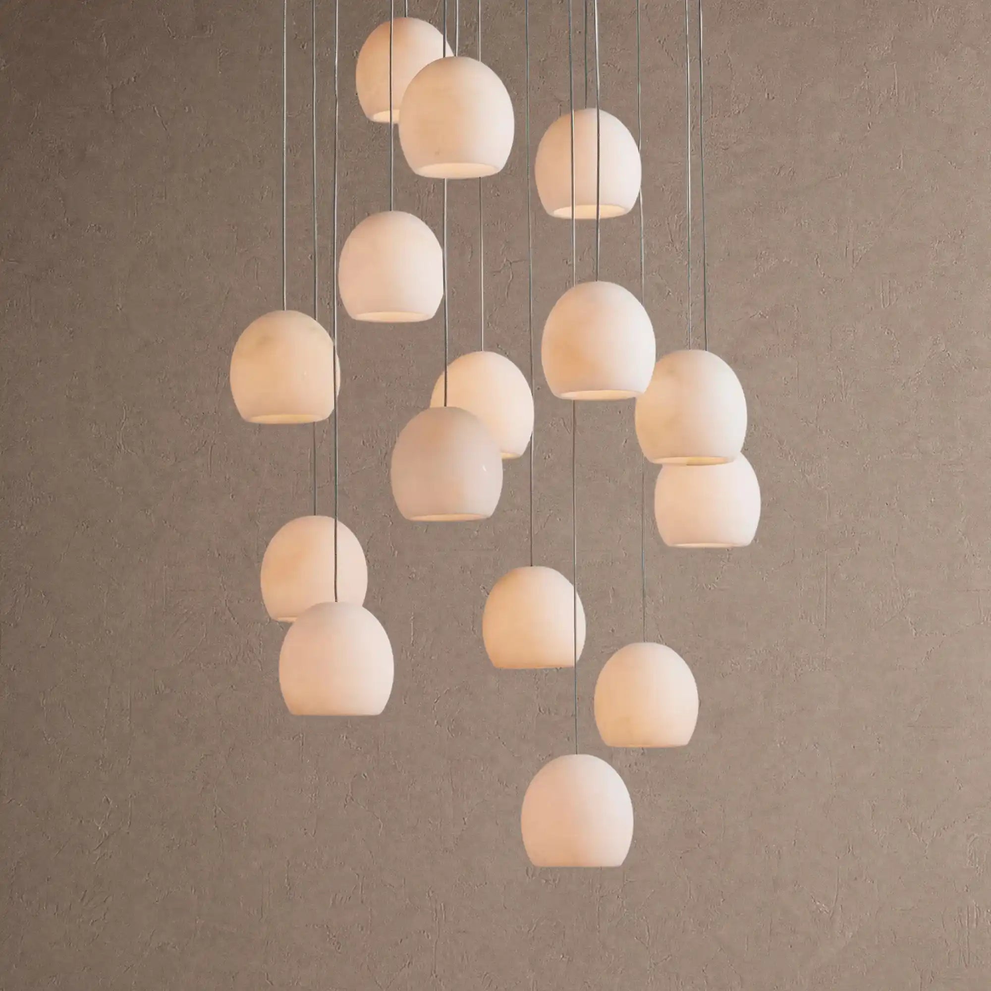 Arica Round Alabaster Chandelier Light in white - bedroom lighting