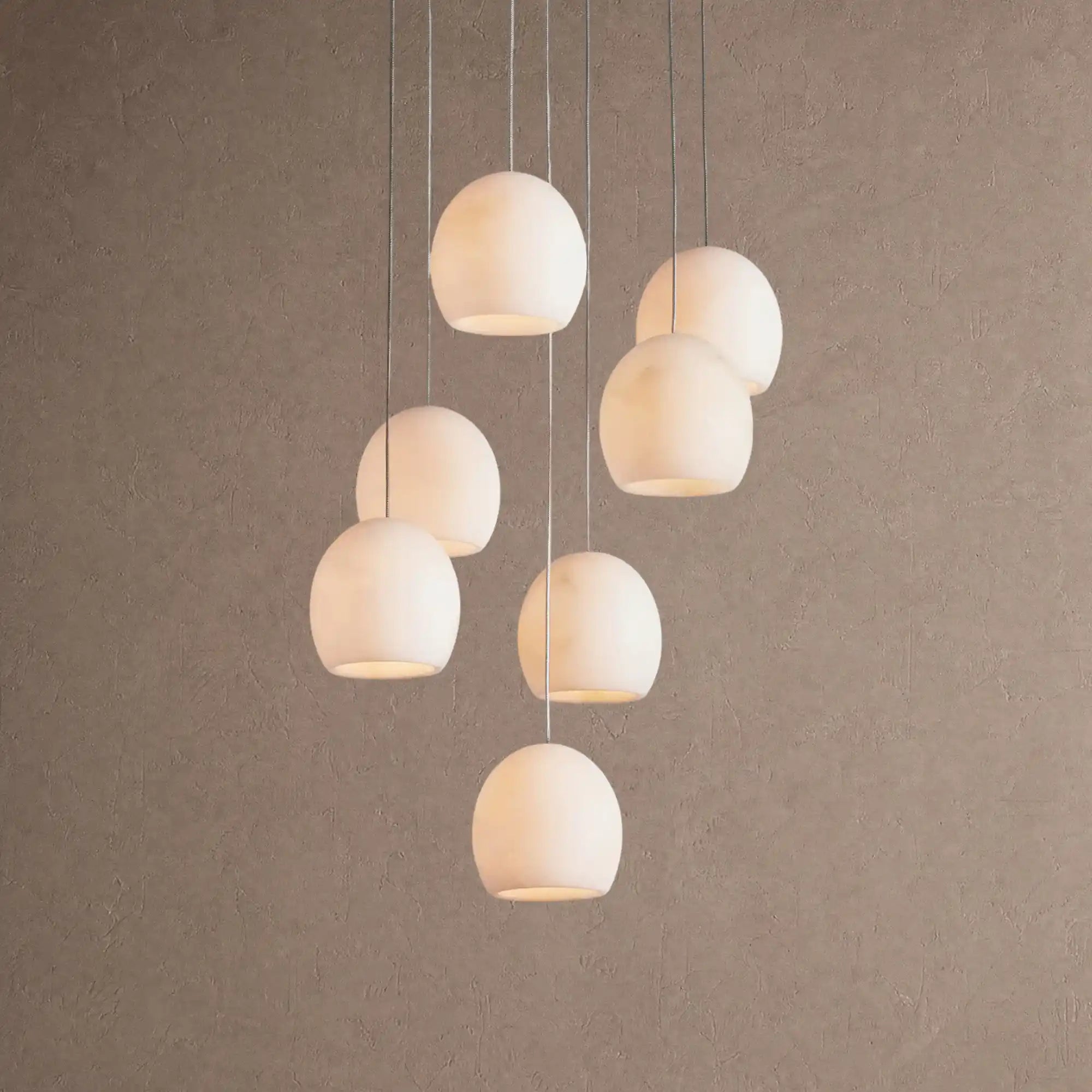 Arica Round Alabaster Chandelier Light in white by Blush Lighting