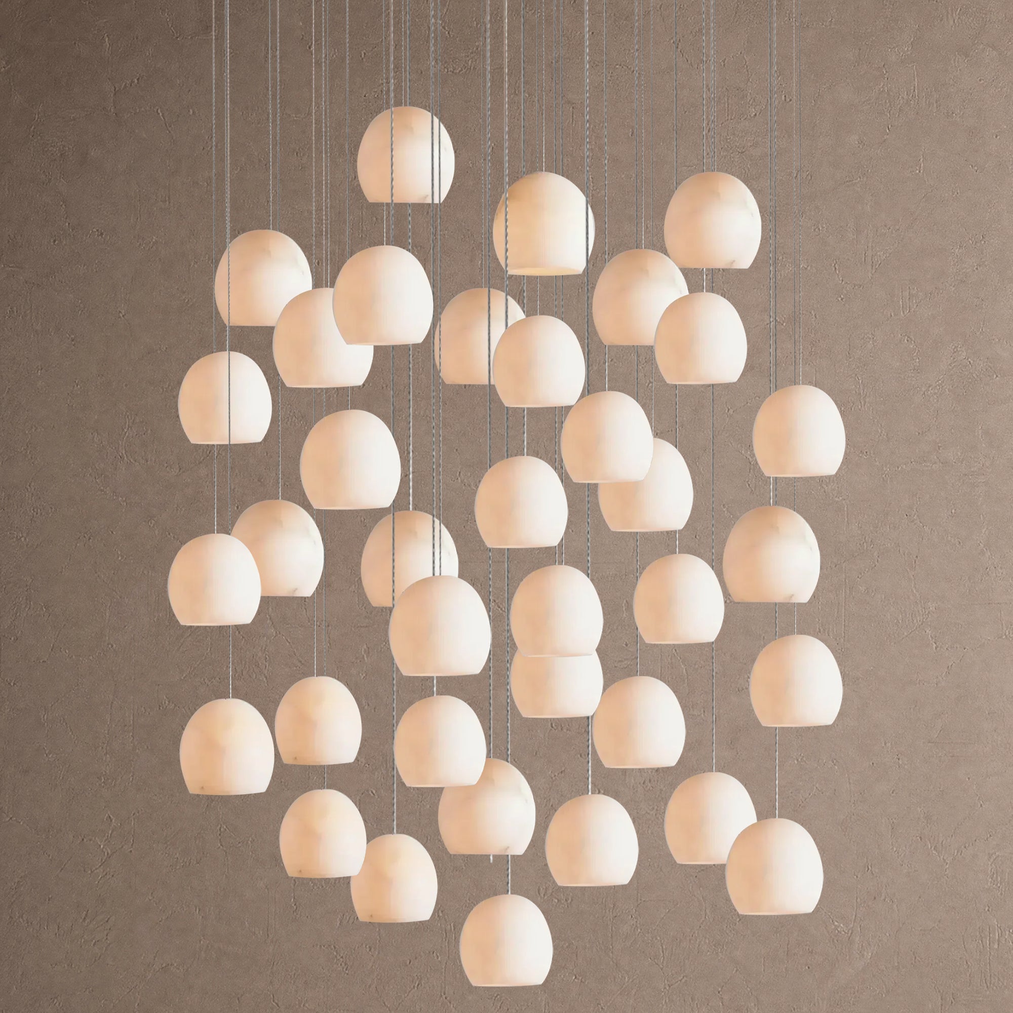 Arica Round Alabaster Chandelier Light - 36-LightBlushlighting